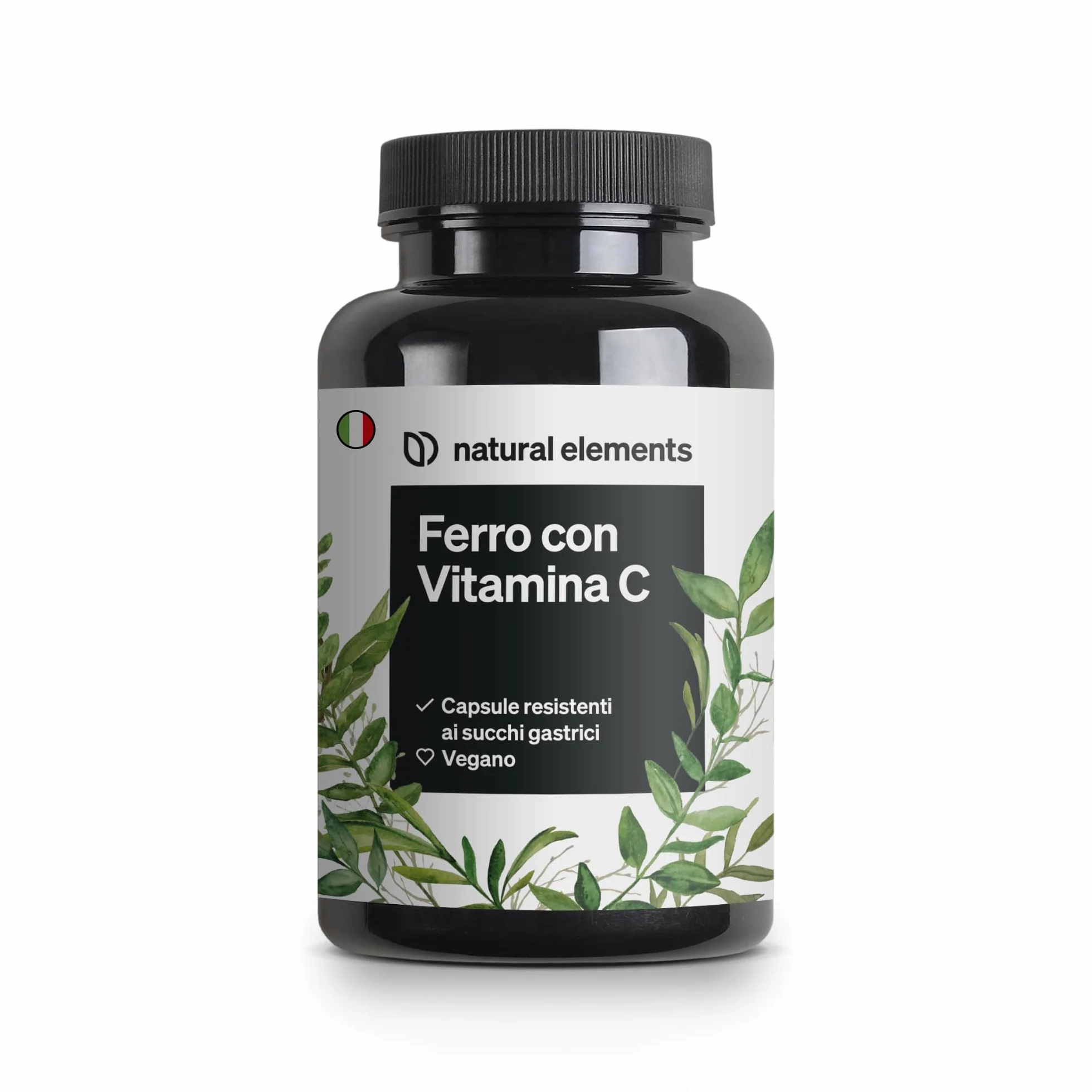Integratore Ferro 20 mg (da bisglicinato ferroso) per capsula – con 42 mg di vitamina C naturale – vegano, insapore – 180 capsule – materia prima pregiata: FerrochelTM (chelato di ferro)