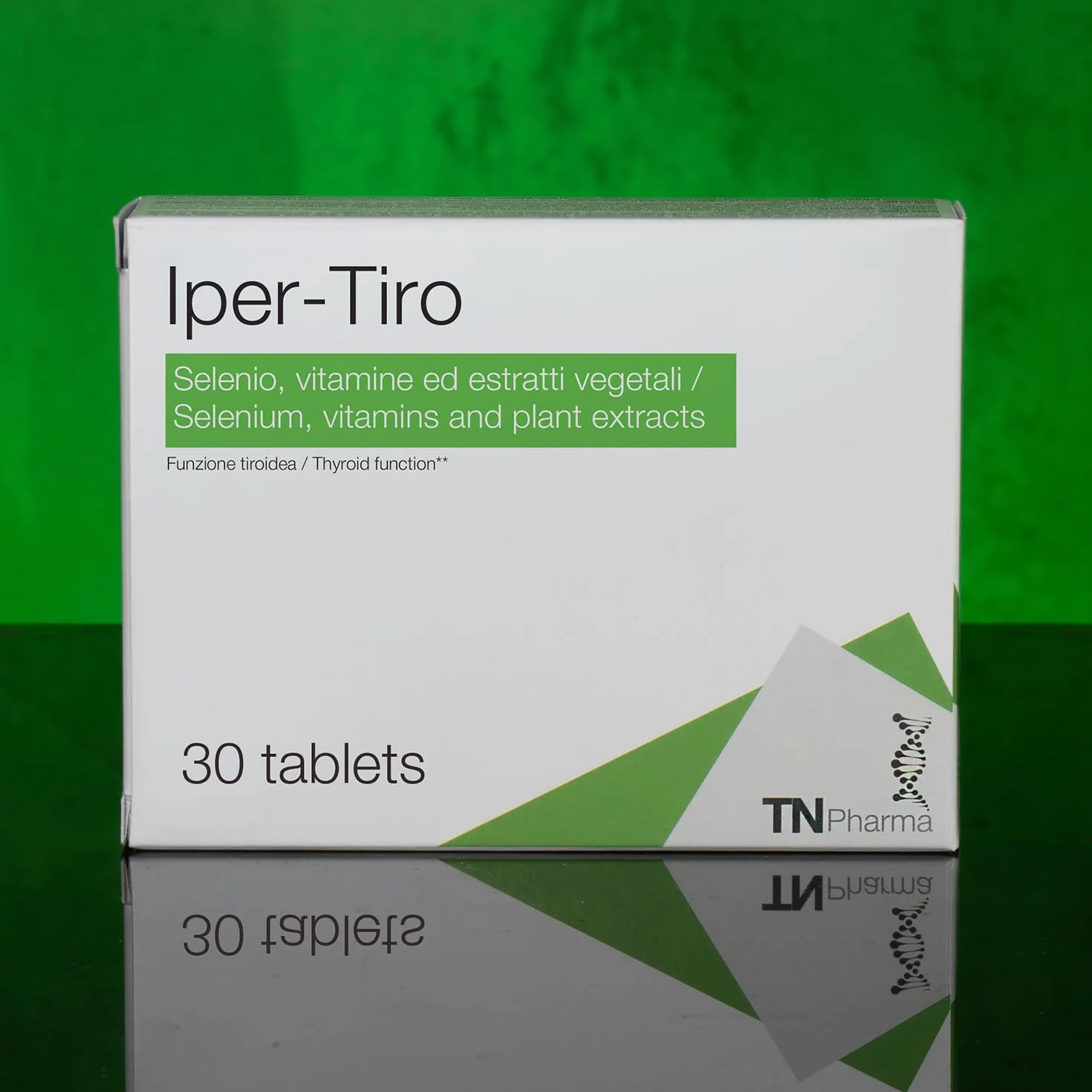 TN Pharma Iper-tiro 30 Compresse Integratore per Funzione Tiroidea con Carnitina Melissa Marrubio Vitamine E C Selenio Senza Glutine Lattosio Vegan