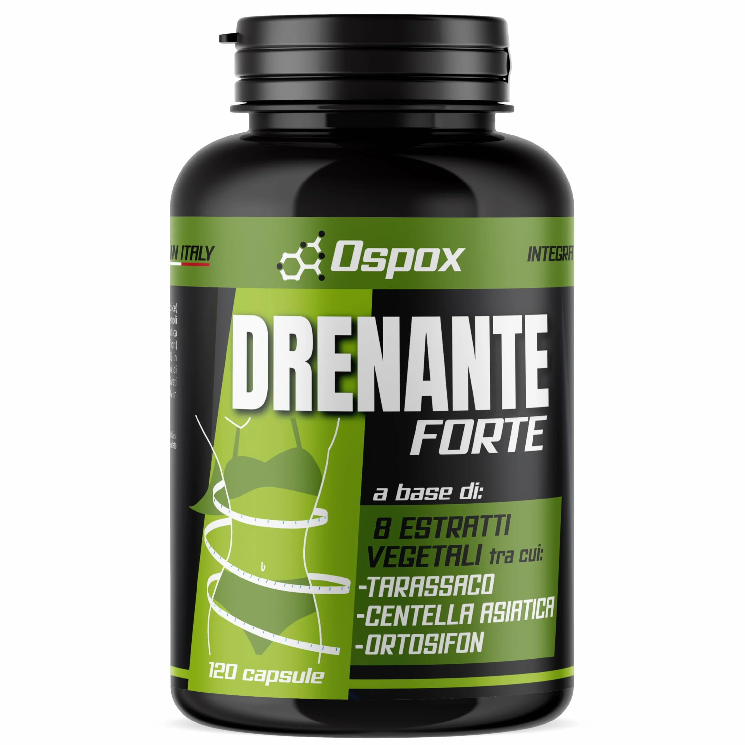 OSPOX Drenante Forte Diuretico 120 Capsule - Detox Ritenzione Idrica Cellulite Gambe Pancia Made in Italy