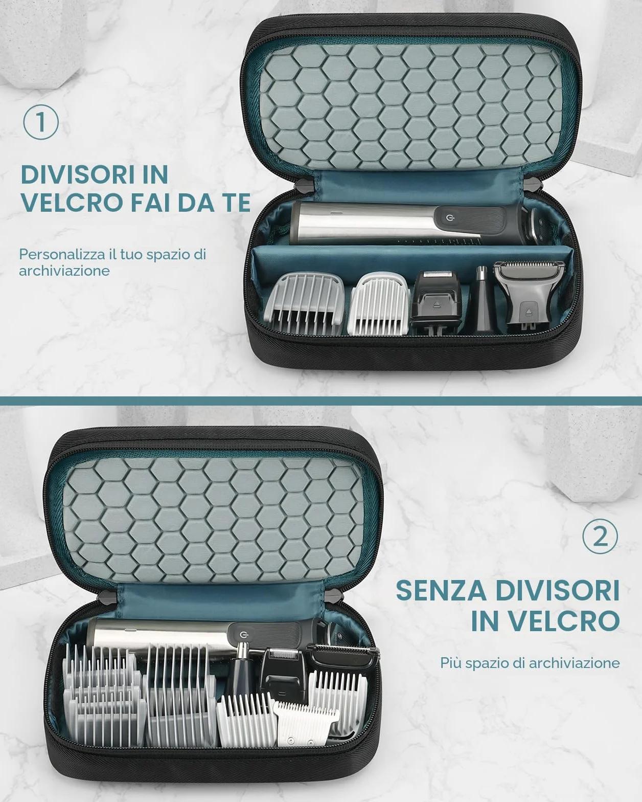 Yinke Custodia da viaggio per rasoio Multigroom serie 3000/5000/7000/9000, rasoio elettrico da uomo con regolabarba e accessori, borsa organizer da viaggio (nero)
