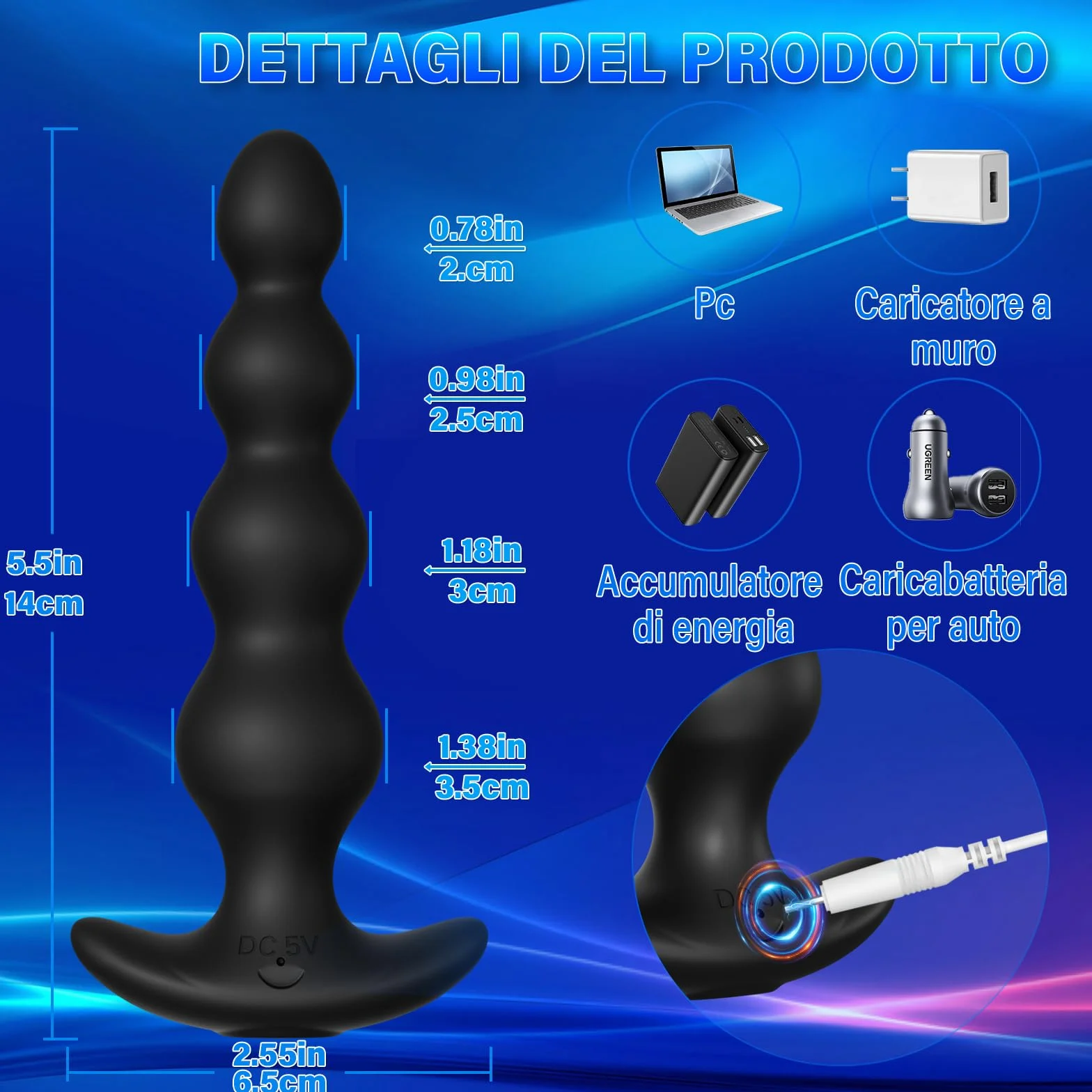 Vibratore Anale Plug sex toys -14cm prostata vibratore in silicone ricaricabile e vibratore del punto G, giocattoli sessuali Anali Uomo/donne/coppie piacere, con controllo app 9 modalità di vibrazione
