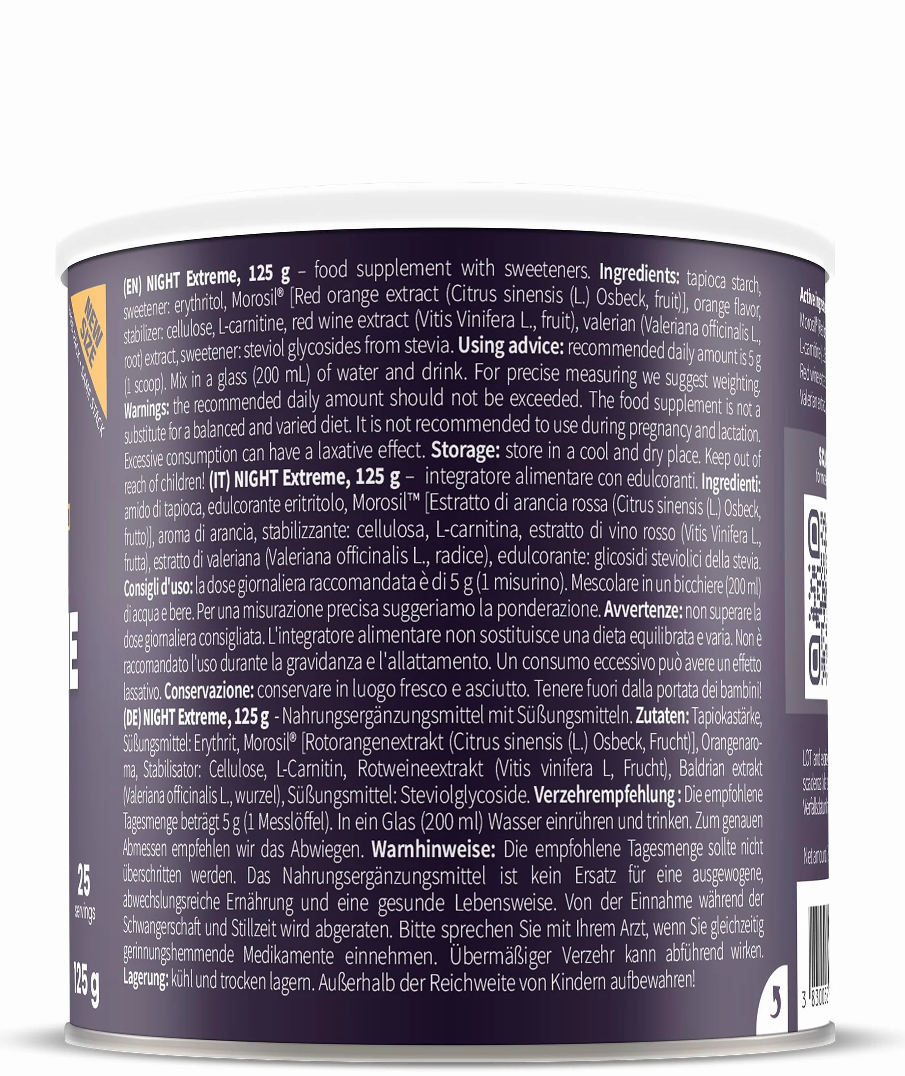 Nature's Finest Night Burn Extreme Bevanda Serale in Polvere 125g Arancia Rossa Morosil Valeriana Vite Rosso Vegana Senza Glutine