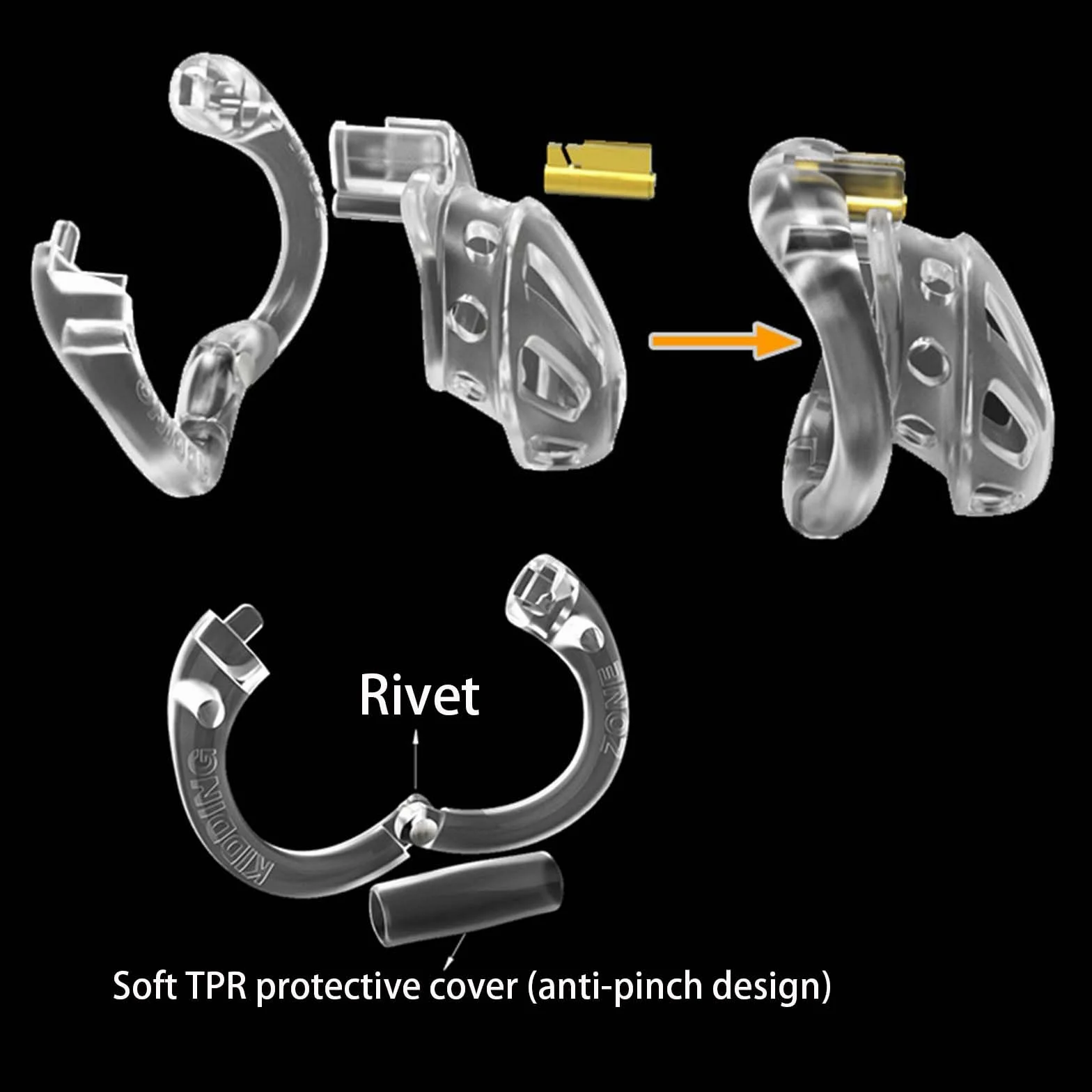 Accessori di protezione per gabbia fitness maschile, design ad anello aperto con 4 anelli, blocco invisibile - Nero