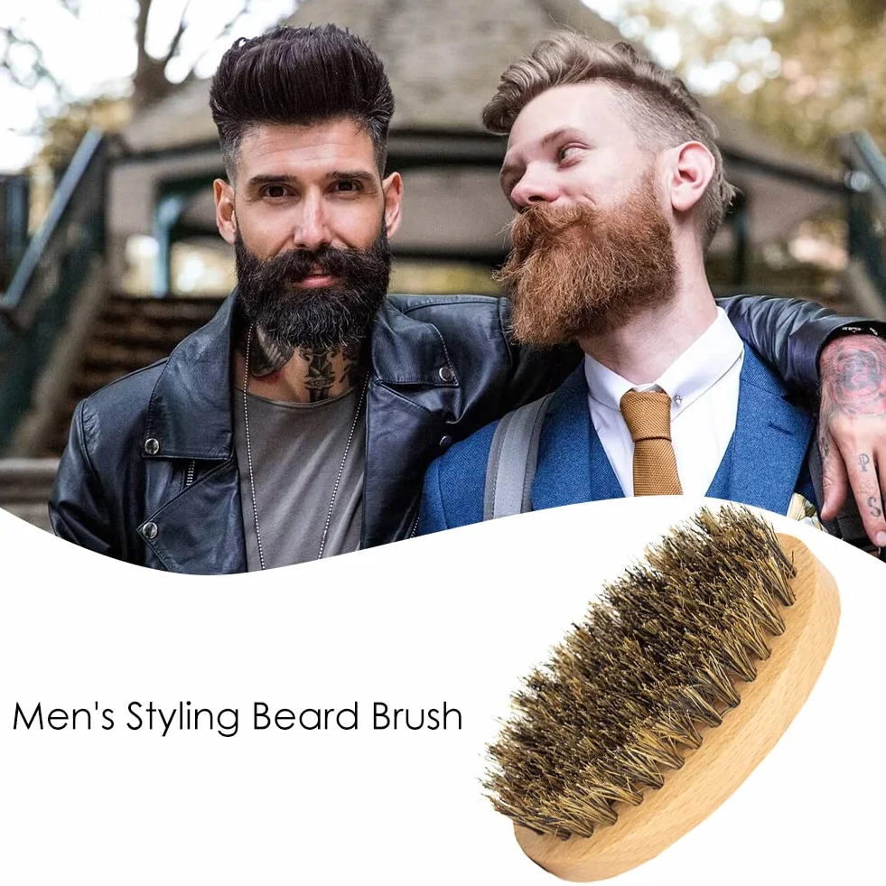 Spazzola Per Barba Da Viaggio - Piccola Con Setole Di Cinghiale Per Uomo, Spazzola Per Il Viso, Cura Professionale Della Barba, Per Tutti I Tipi Di Capelli