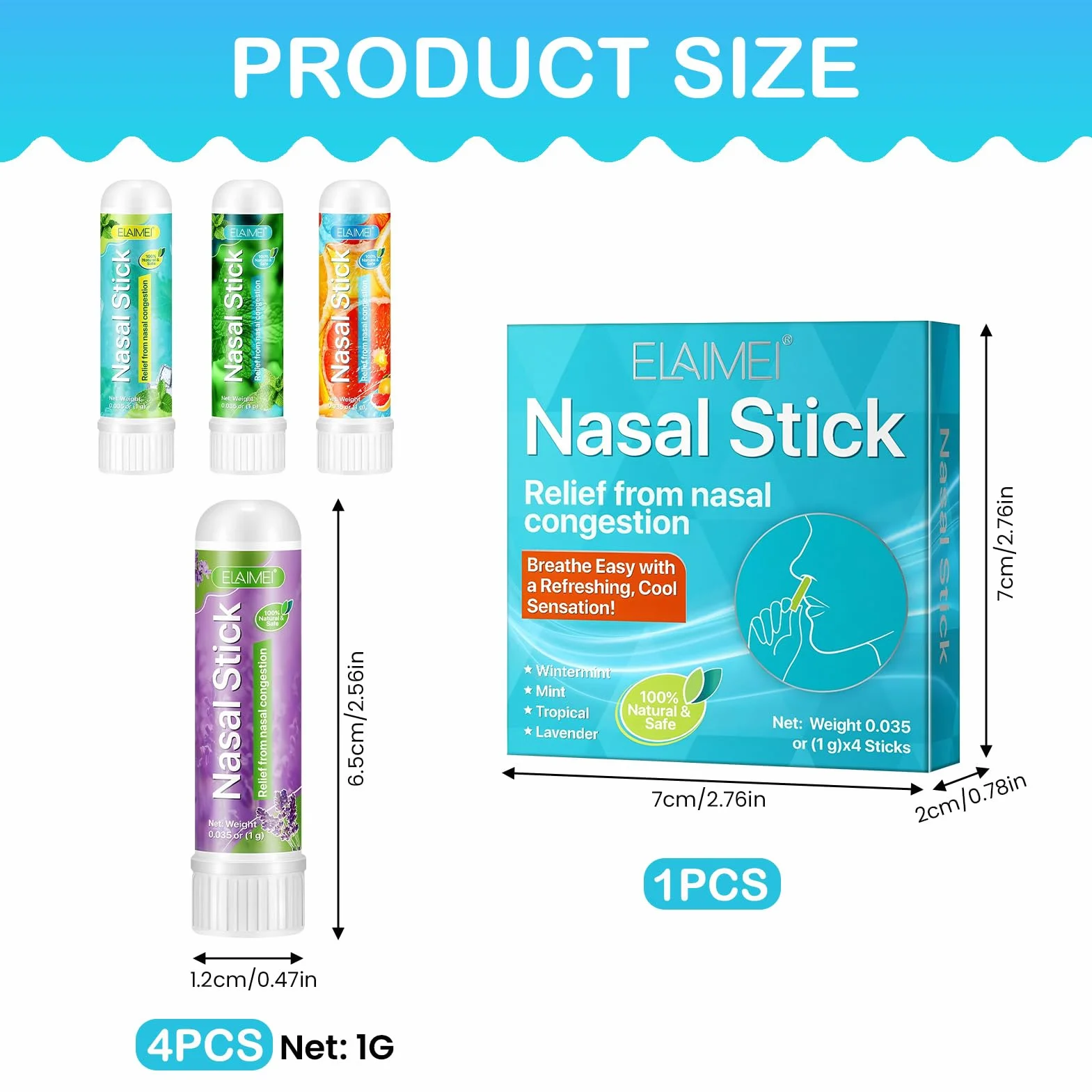 Nasal Stick 4 Pack, Bastone Nasale Agli Oli Essenziali, Effetto Fresco Lenitivo,Rilassa la Mente e il Corpo,Migliora la Concentrazione,Inalatore Nasale-Menta, Menta Piperita, Arancia, Lavanda