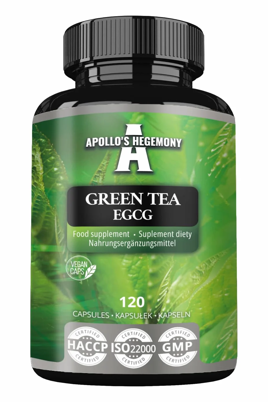 Estratto di tè verde 500 mg, contiene il 50% di EGCG e il 98% di polifenoli, 120 capsule vegane, 4 mesi di fornitura, bruciagrassi naturale, supporto antiossidante - da Apollo's Hegemony