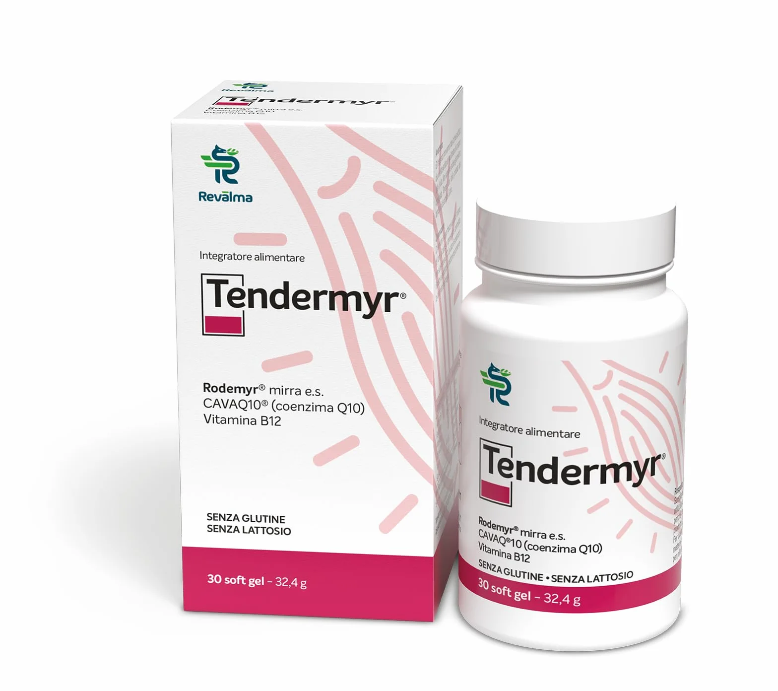 Revalma Tendermyr 30 Soft Gel - Integratore Alimentare con Rodermy mirra e.s.- CAVAQ10 (coenzima Q10) - Vitamina B12