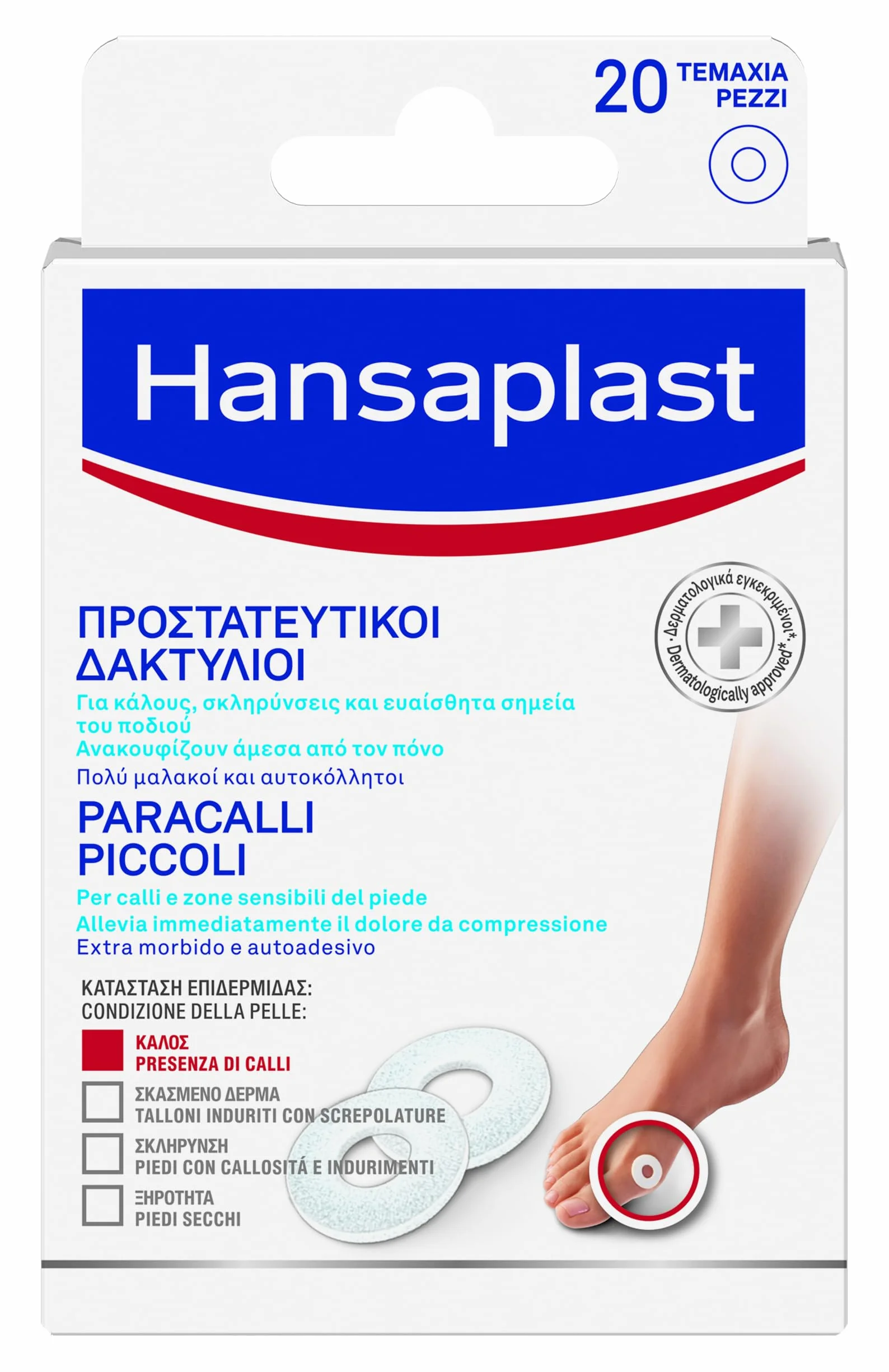 Hansaplast Cerotti Paracalli Piedi Piccoli, Cerotti calli piedi autoadesivi callifughi, 20 pezzi