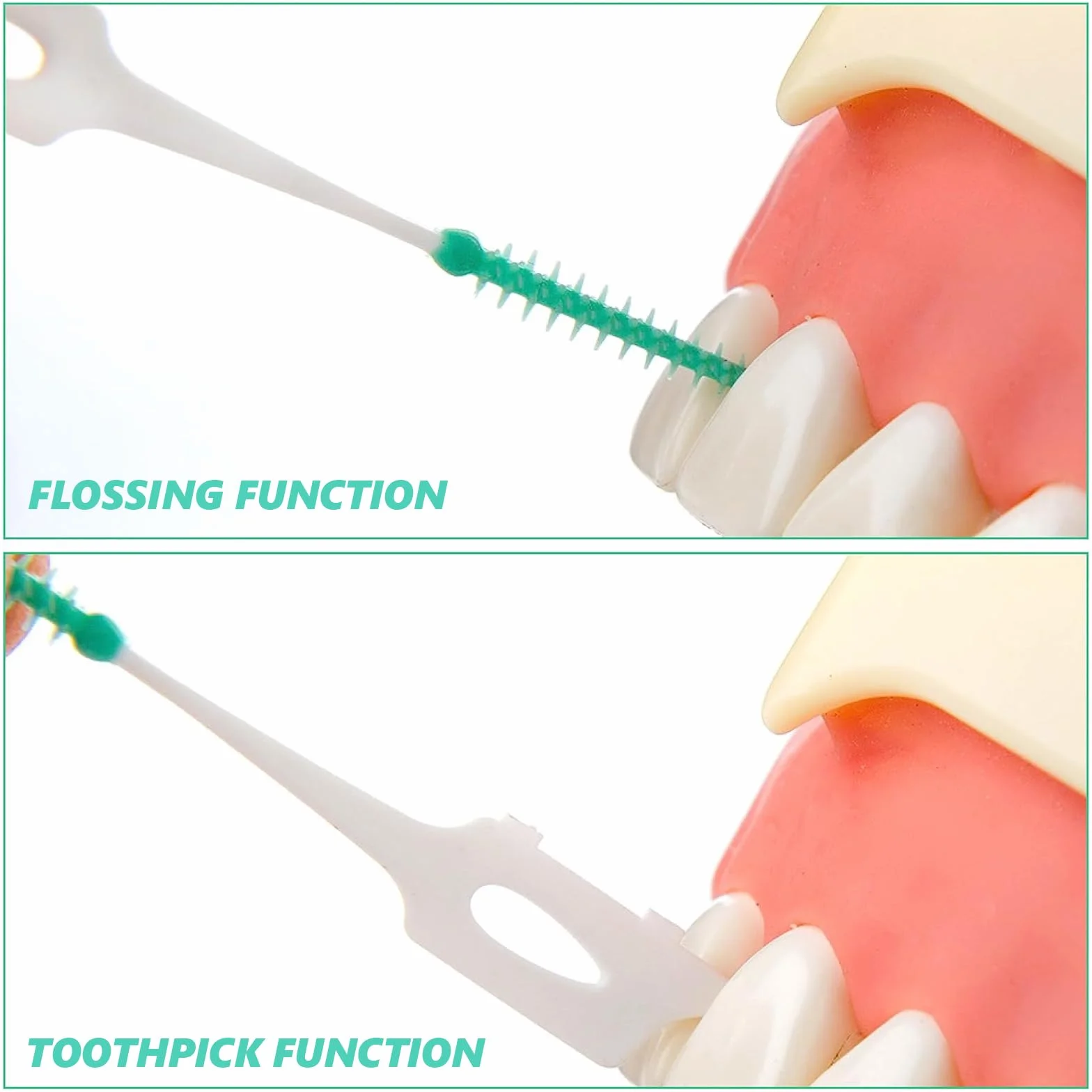 Scovolini dentali in silicone 200 pezzi, spazzolino interdentale per pulizia denti, verde