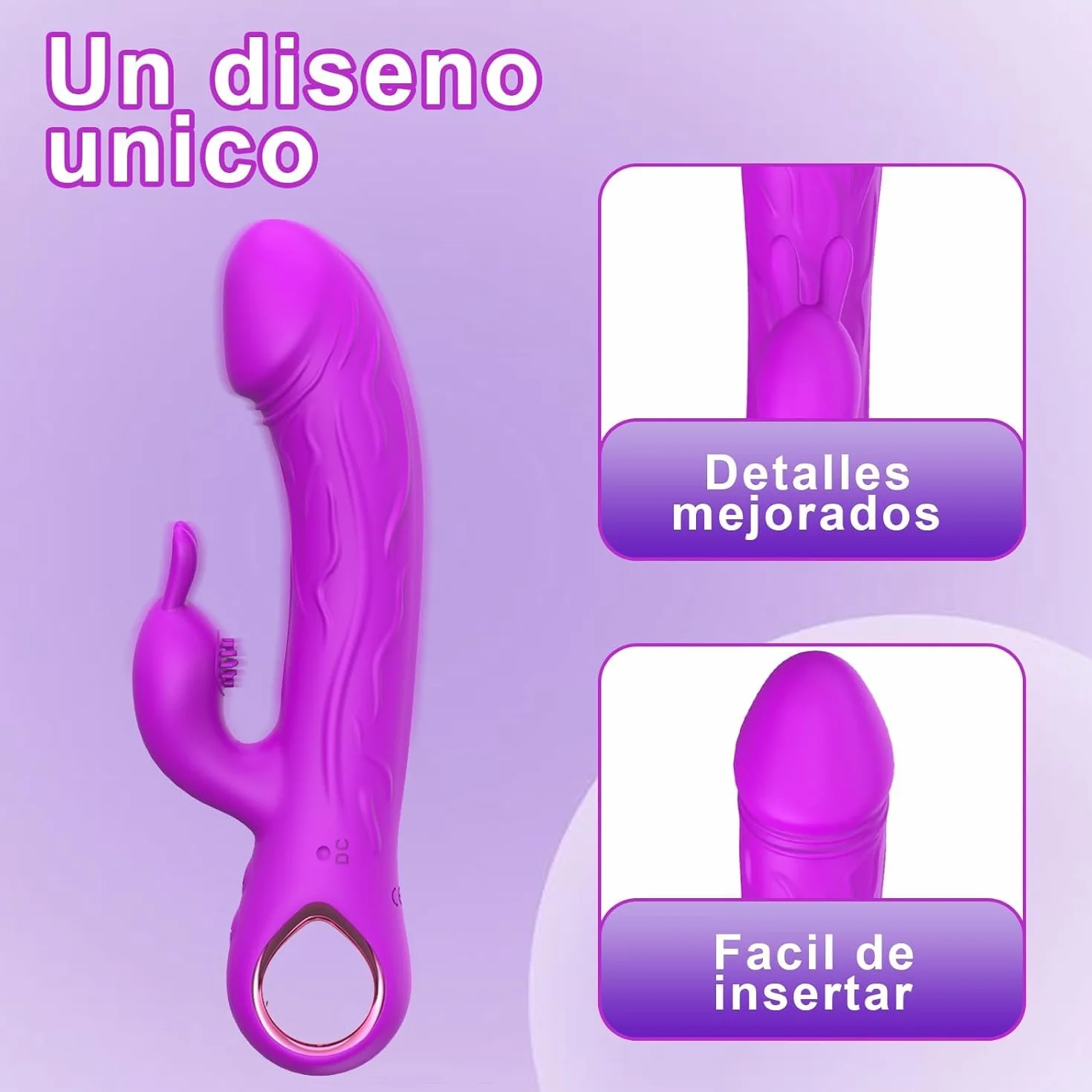 Vibratore a Forma di Coniglio Viola con 10 Frequenze Vibrazioni Materiali ABS+Silicone IXP6 Impermeabile Carica Magnetica 1H Pacchetto Privacy Massimo Piacere e Discrezione