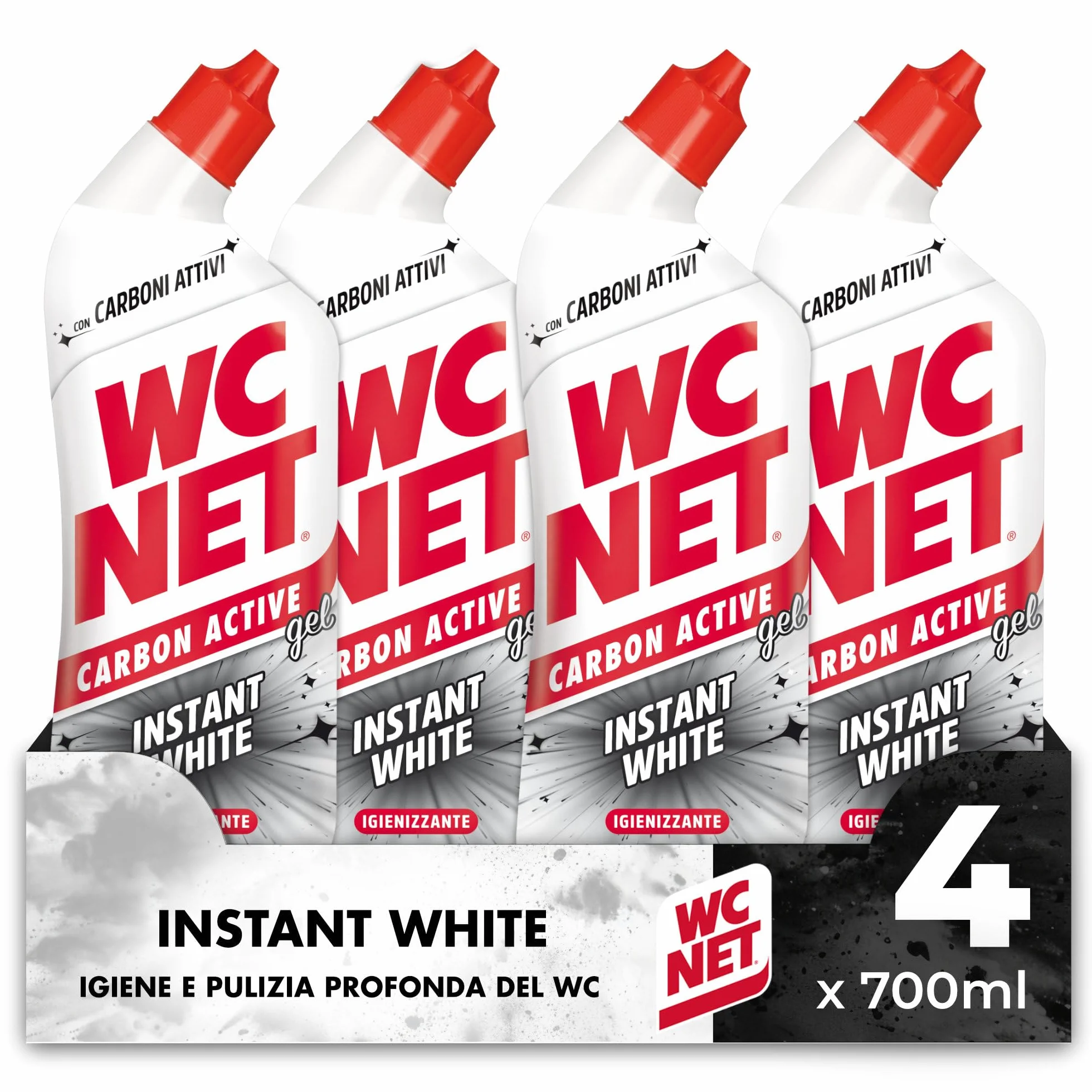 Net Carbon Active Instant White Detergente Liquido WC 700ml x 4 Confezioni