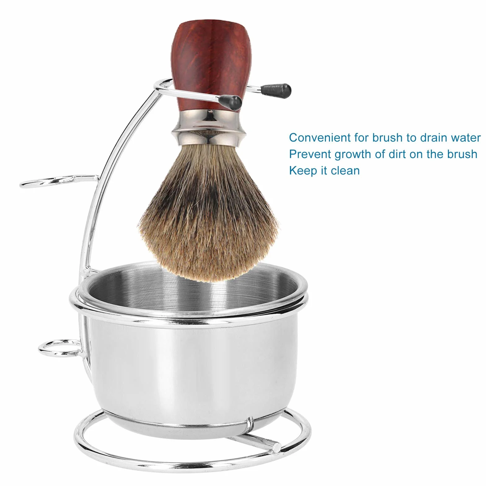 Supporto per Pennello da Barba con Ciotola per Sapone, Rasoi di Sicurezza in Acciaio inossidabile Set Porta Pennello da Barba Kit da Barba per Toelettatura per Uomo