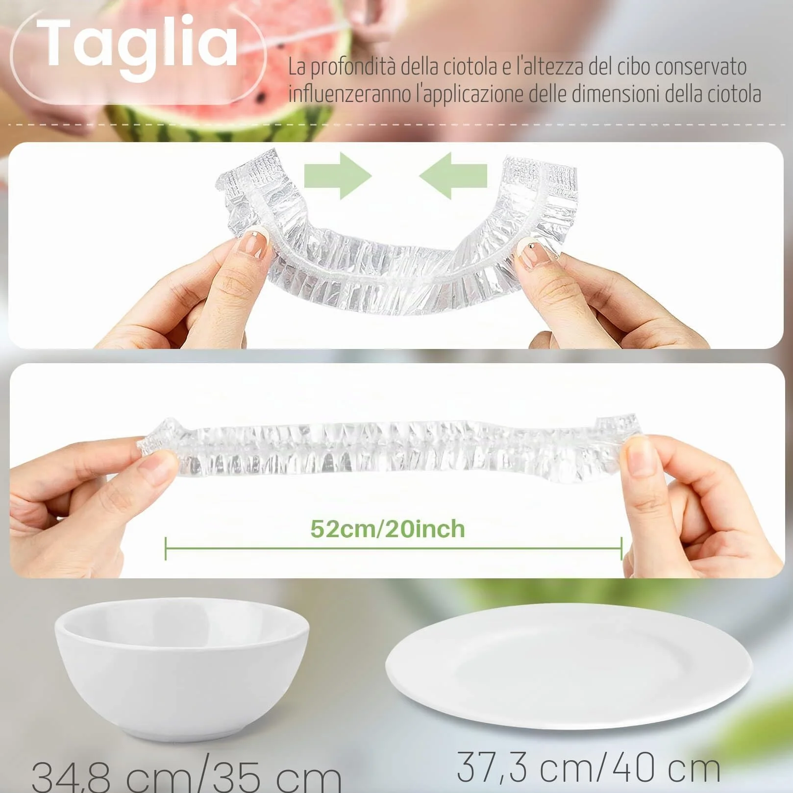 MAQIHAN 100pezzi Cuffie Copri Alimenti - Grande Pellicola per Alimenti Con Elastico Sacchetti Trasparenti Coprivivande Cuffie Coprire Cucina per Ciotola Lievitazione Pane Cuffie Capelli Doccia Monouso