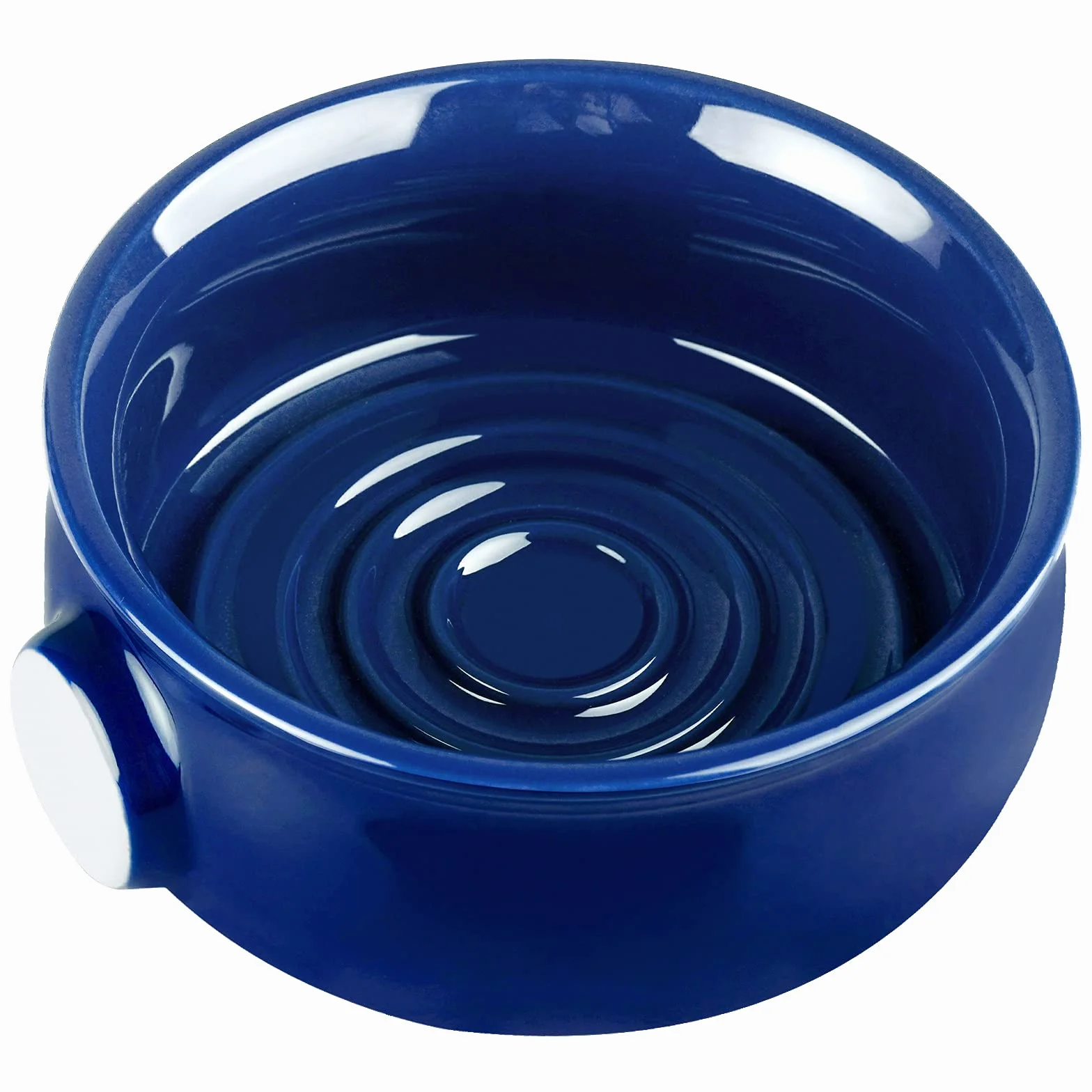 Linkidea Ciotola per Sapone da Barba in Ceramica con Manico Antiscivolo, Bocca Larga, Grande Capacità, Facilmente Schiuma, Ciotola per Crema da Barba per Uomo, Blu Reale