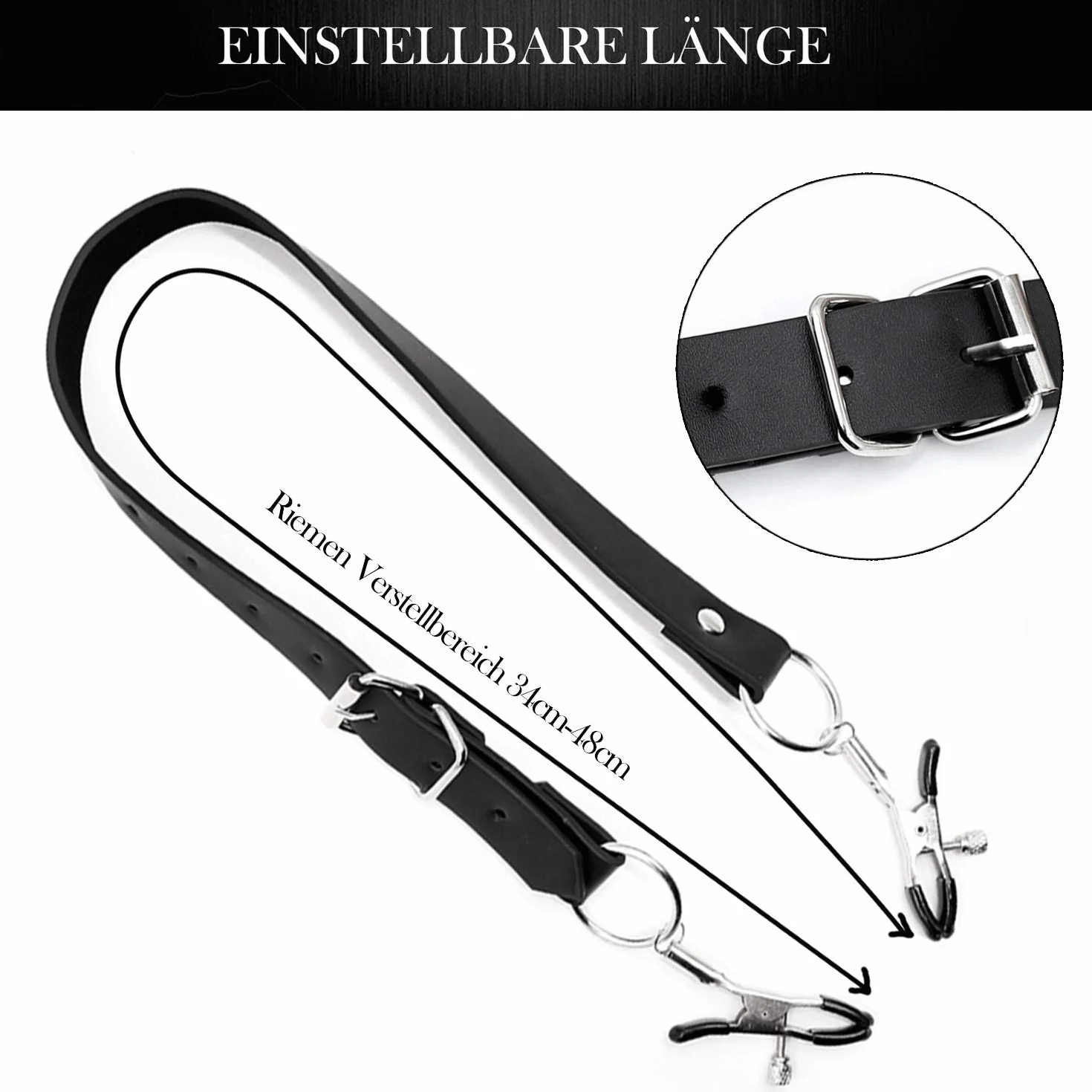 Set BDSM 3 pezzi, pinze per labbra con cinghie di espansione, pinze per capezzoli con catena di ferro, clip vaginali regolabili