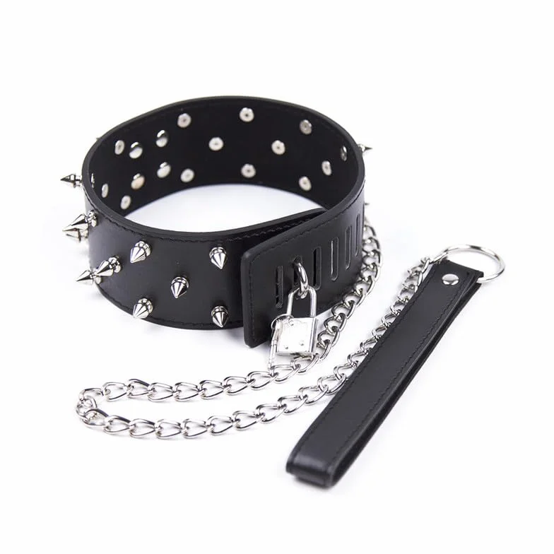 Collana in Pelle a Rivetto Moda Nera Collana a Catena di Piombo Collana Rimovibile Regolabile Elegante Collare Cosplay con Accessori di Festa a Catena Regalo