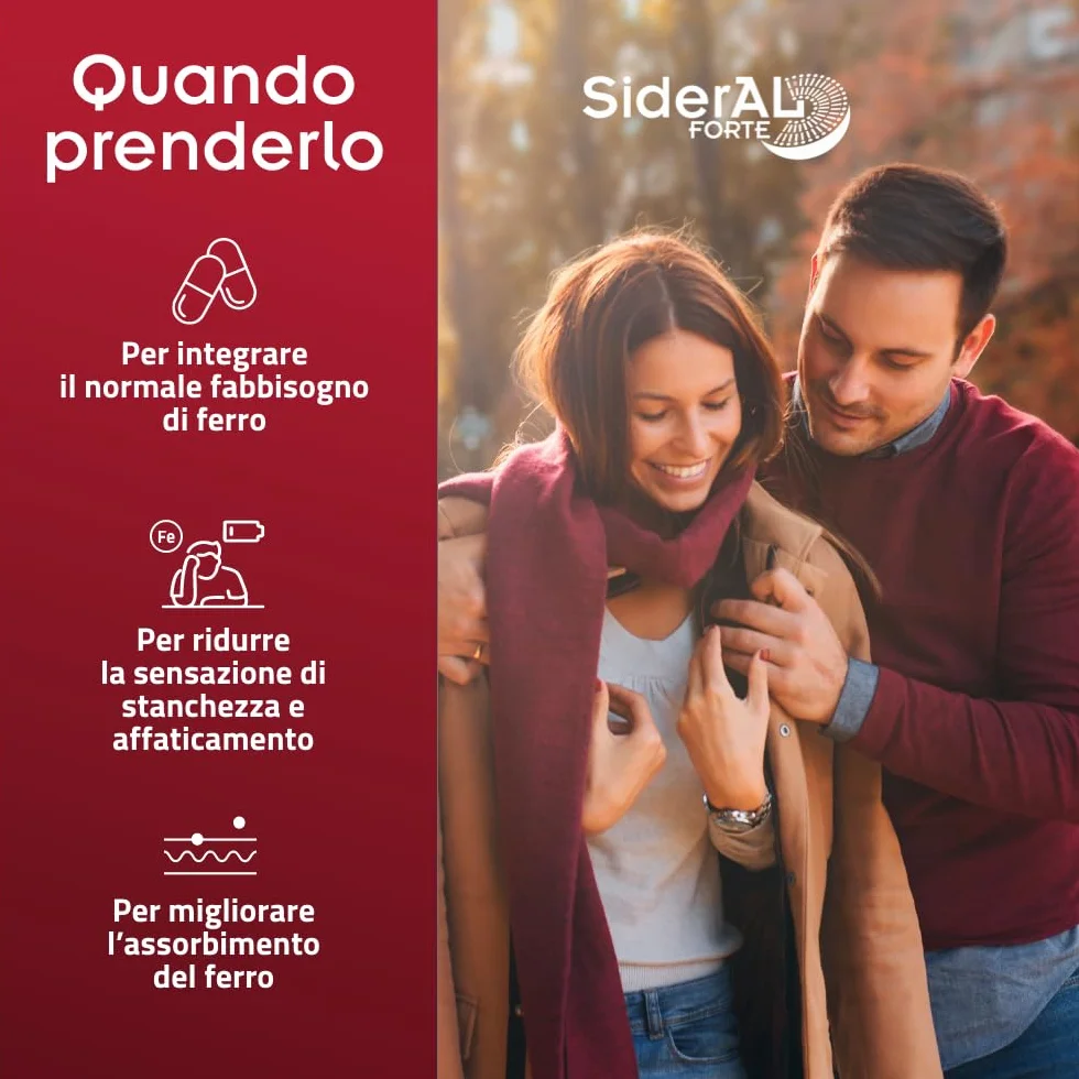 SiderAL® Forte Integratore alimentare a base di Ferro Sucrosomiale®, No Gusto metallico, Alta Tolerabilità, Alto assorbimento, No Glutine, No lattosio, 20 Capsule, Pharmanutra