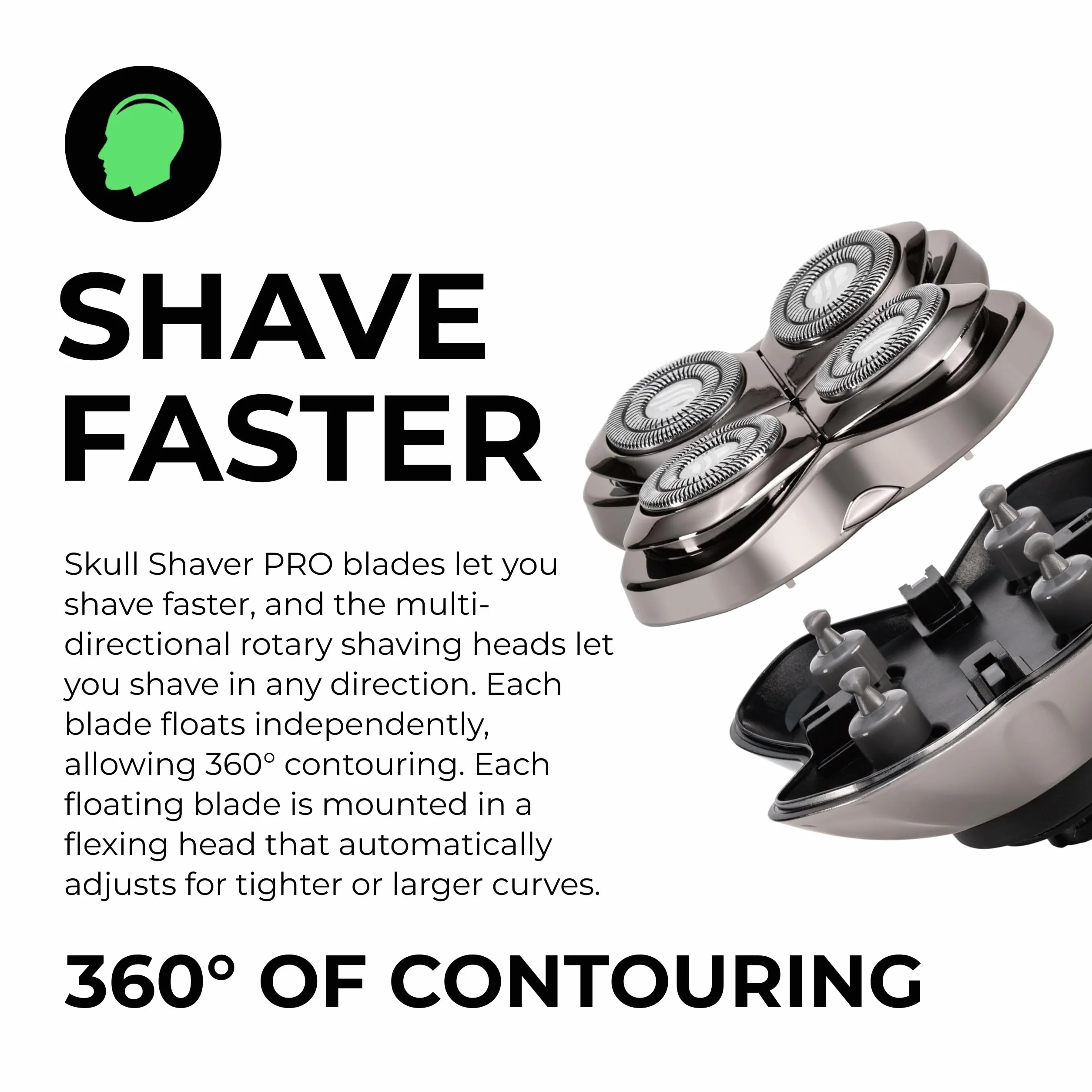 Skull Shaver Forte PRO a 4 Testine Lama di Ricambio - Per Rasoi Pitbull, Palm e Butterfly Kiss - Cura della Barba, Rasatura del Corpo e Testa Calva