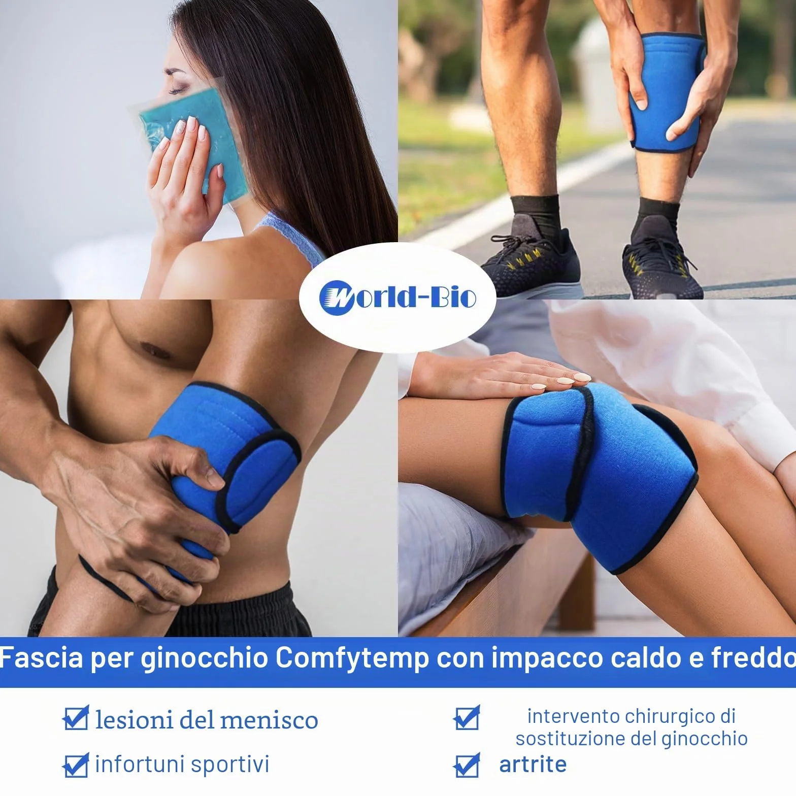 Ghiaccio Gel Riutilizzabile,Cuscinetti Terapia Caldo/Freddo,Ghiaccio Gel Caldo Freddo,Impacco di Ghiaccio per Impacchi Al Ginocchio, 8 "x 5,5"