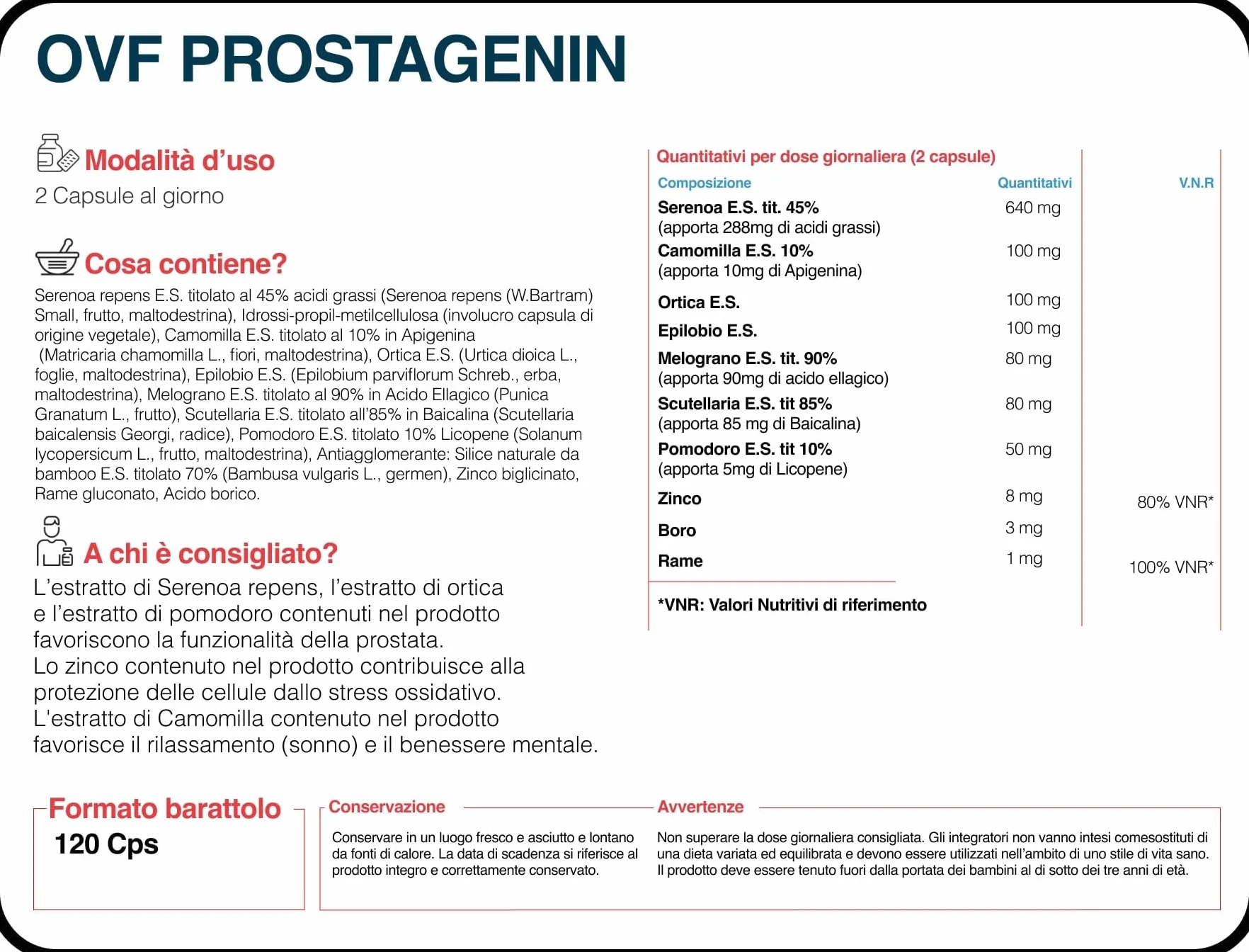Serenoa Repens 640mg 120 Capsule Formula 4 in 1 con Apigenina, Zinco e Licopene Supporto Prostata