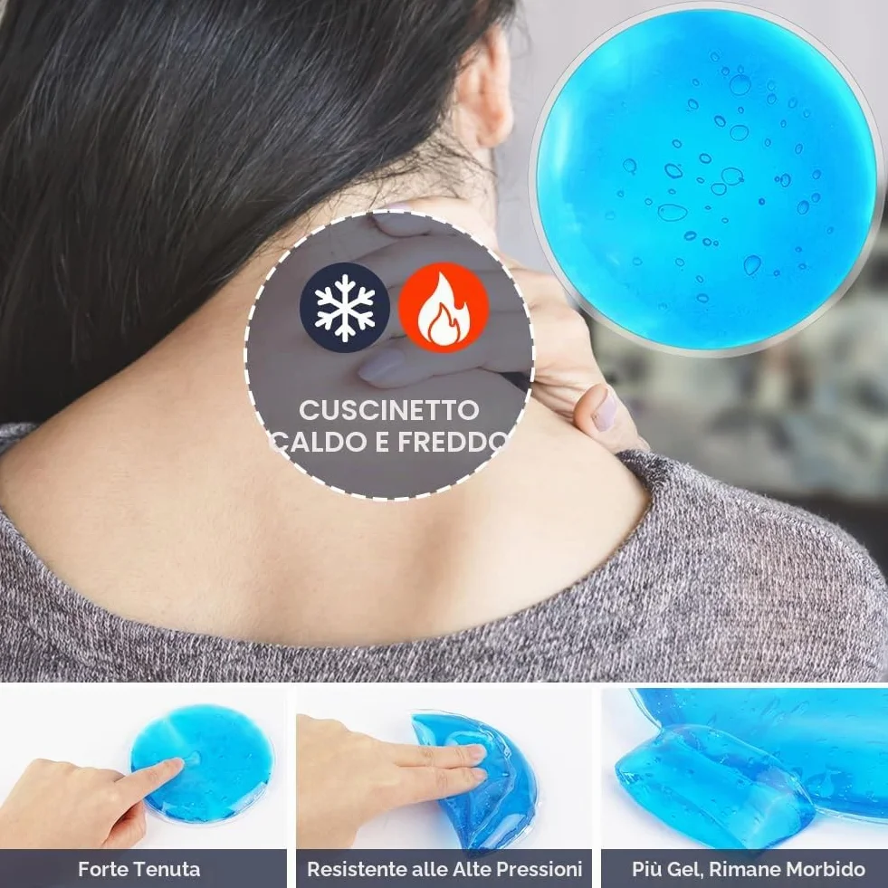 AOOWU Ghiaccio Gel Riutilizzabile, 6 PCS Impacchi Gel Riutilizzabili Fredde e Calde, Set di Cuscinetti Refrigeranti per Lesioni, Sollievo Dal Dolore, Punture di Insetti, Terapie Caldo/Freddo