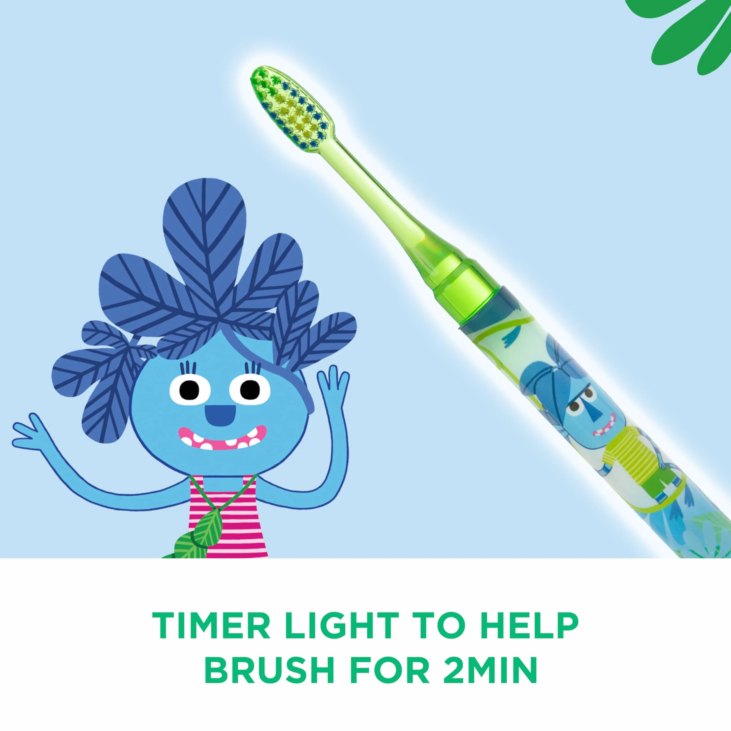 GUM Spazzolino da denti luminoso, timer lampeggiante, aiuta i bambini a spazzolare al momento giusto, setole morbide, ventosa, 1 pezzo, 4 x 1 pezzo (con 1 campione bonus)