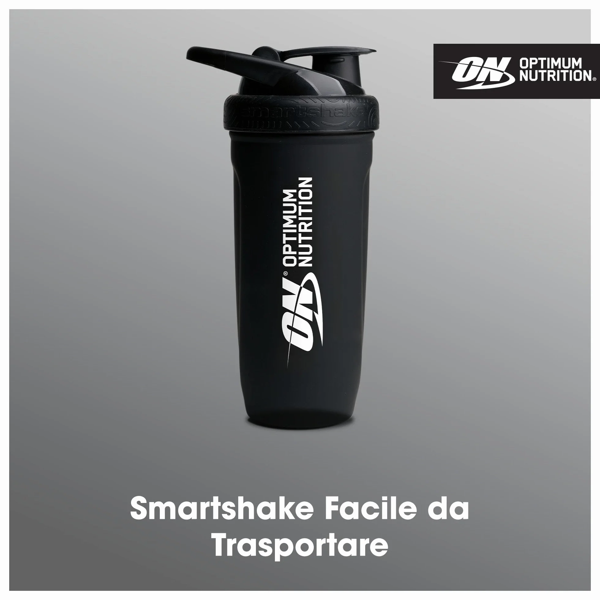 Optimum Nutrition Reforce Steel Smartshake - Shaker per proteine in acciaio inox per uso alimentare, senza BPA, con tappo a prova di perdite, facile da trasportare, per frullati proteici, 900 ml