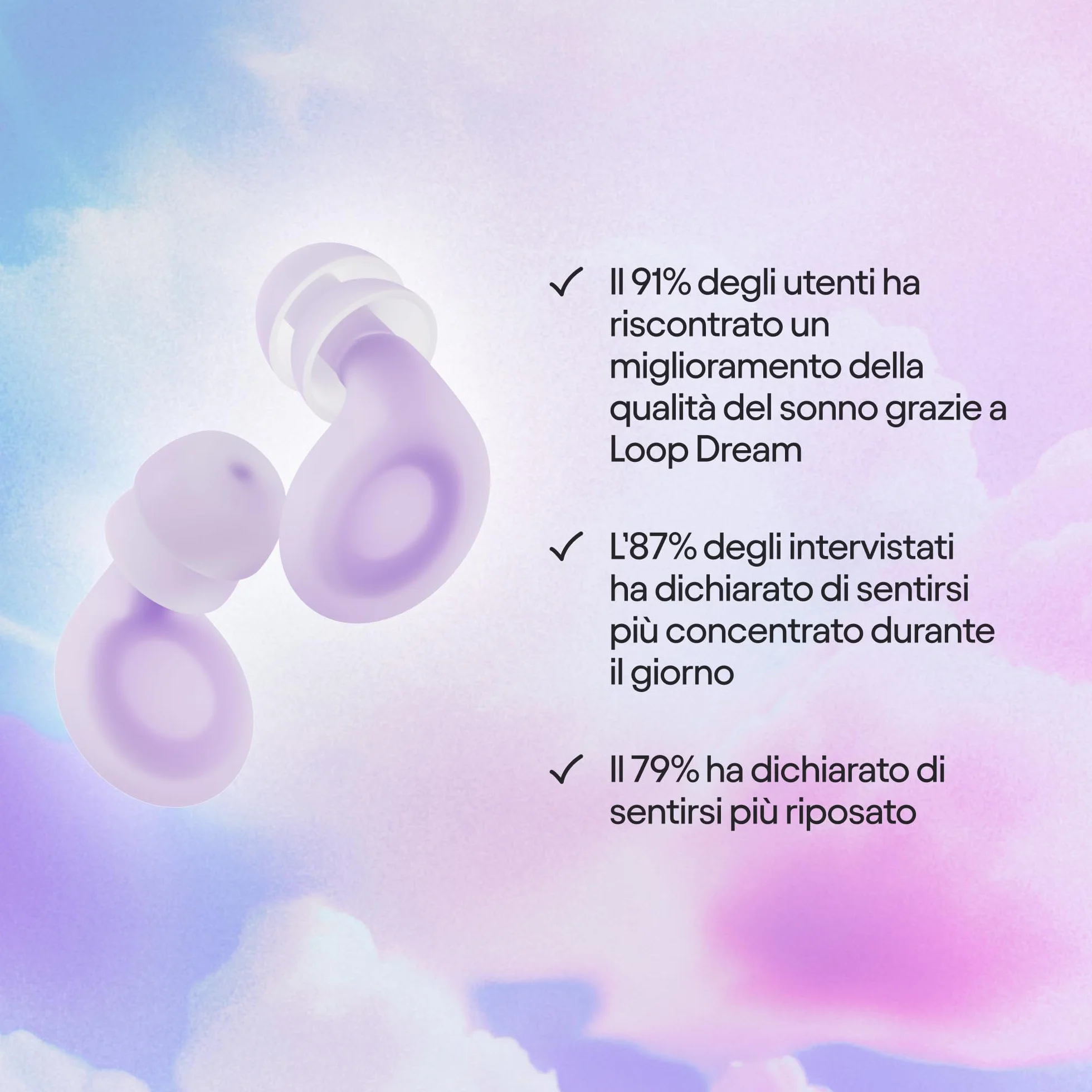 Loop Dream Tappi per il sonno – Silicone e schiuma | Riduzione del rumore 27 dB SNR