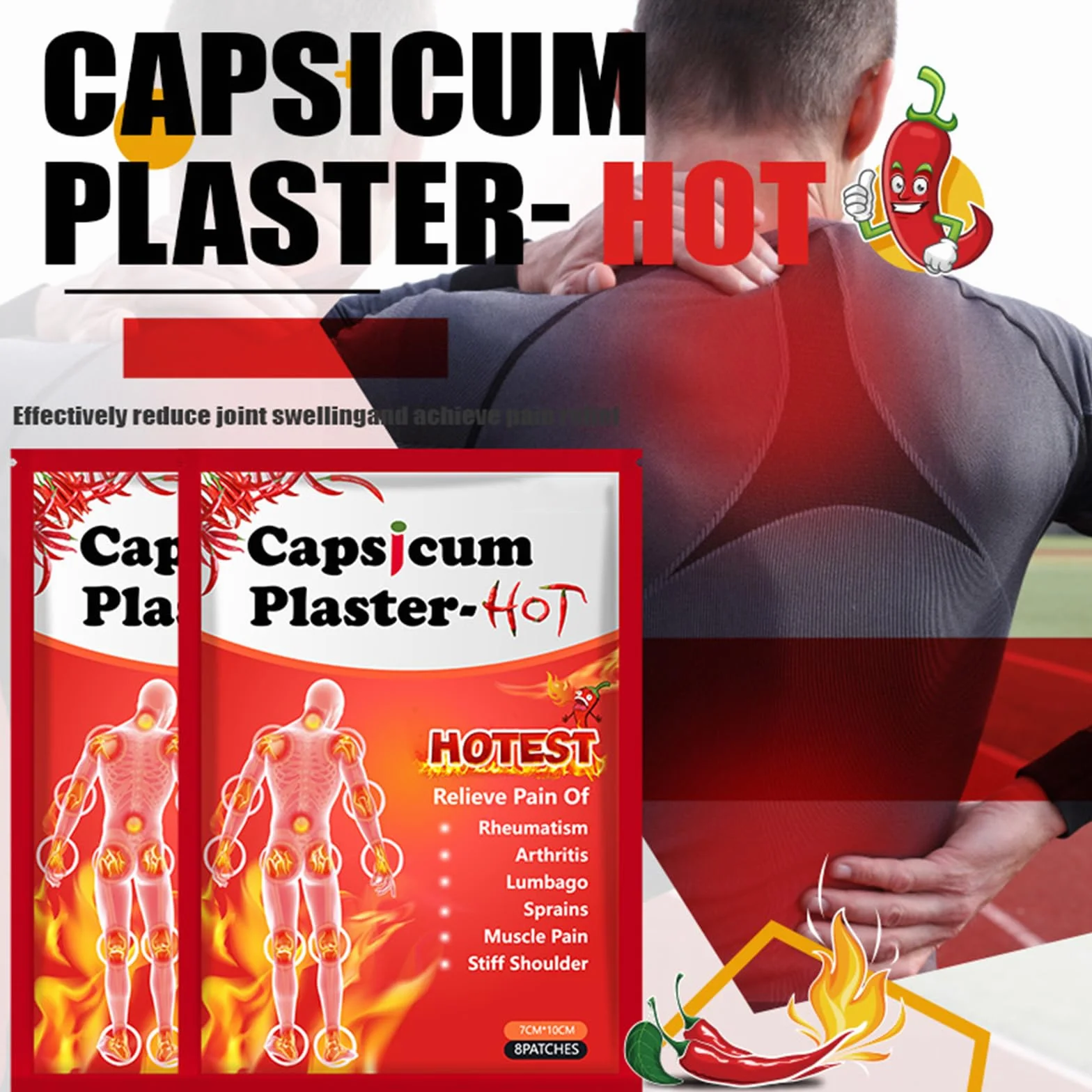Patch termiche della Capsaicina,Patch termiche,Patch termiche di capsaicina naturale,Alleviare la tensione muscolare,Patch termiche per il corpo 40PC