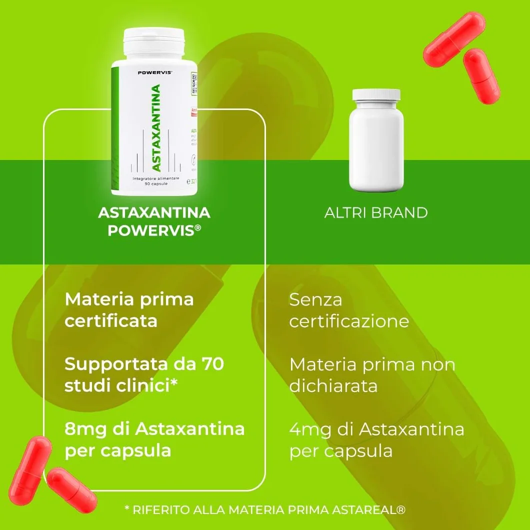 Astaxantina pura Certificata AstaReal® 8mg 90 capsule - Naturale Vegan OGM free