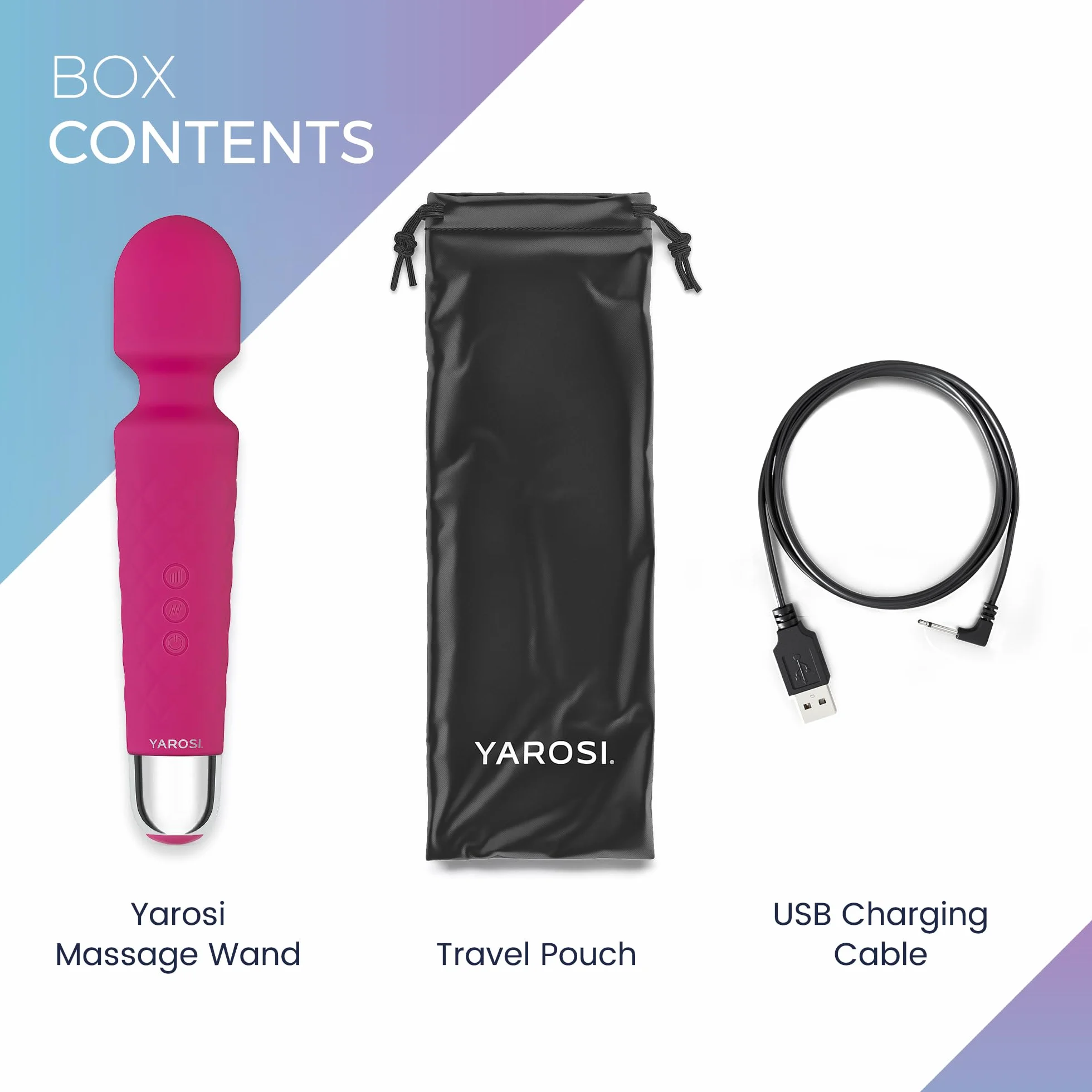 Yarosi Cordless Massager della bacchetta da - Strongest terapeutico Vibrante Potenza - meglio votati per il regalo Viaggi - Magic stress di distanza - Perfetto per dolori muscolari - USB - Mini - Rosa