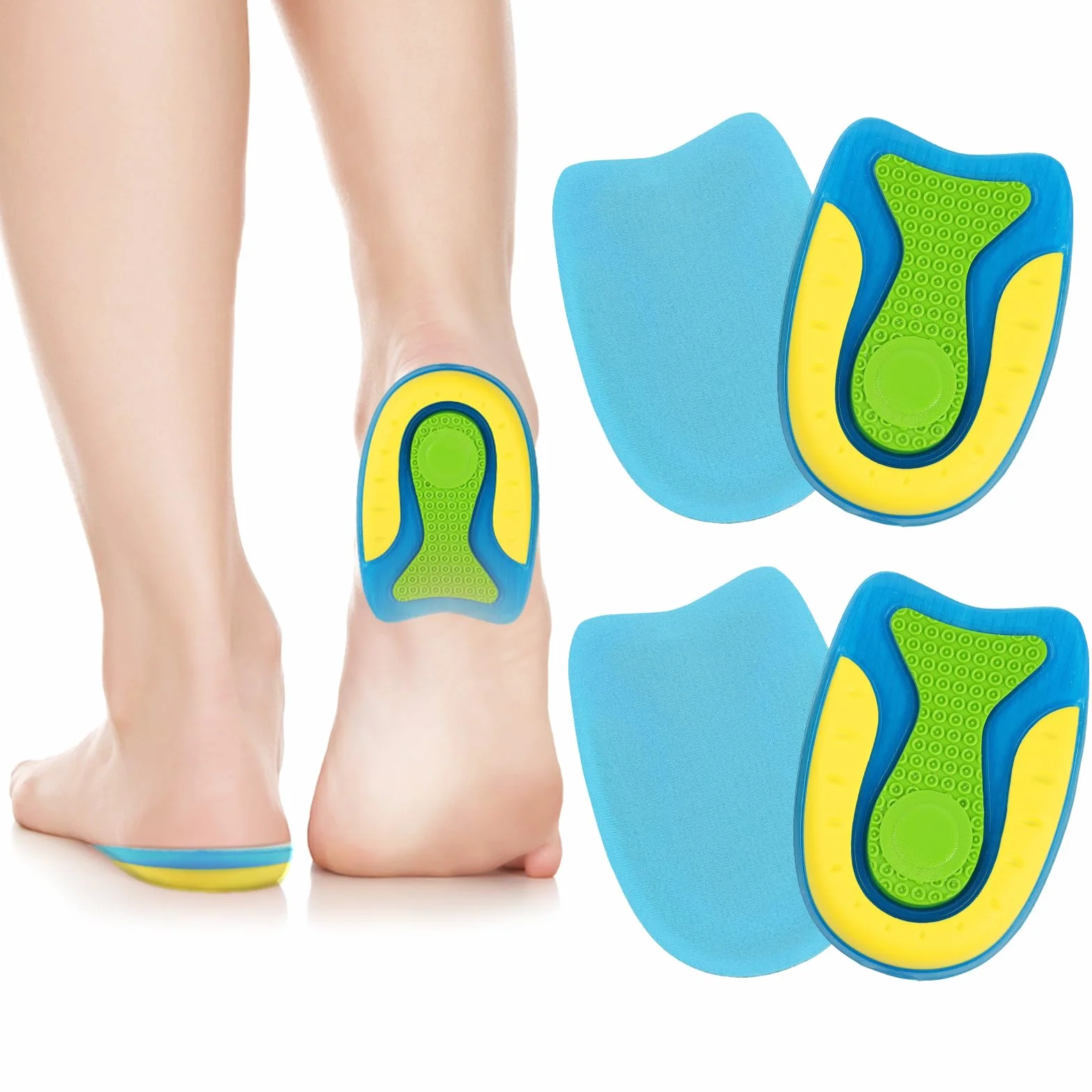 ACWOO Solette per Tallone,2 Paia (4 PZ) Talloniera in Gel di Silicone, Tendine d'Achille Plantari per Tallonite, Talloniere Scarpa per Fascite Plantare, Spina Calcaneare, la Tendinite（S）