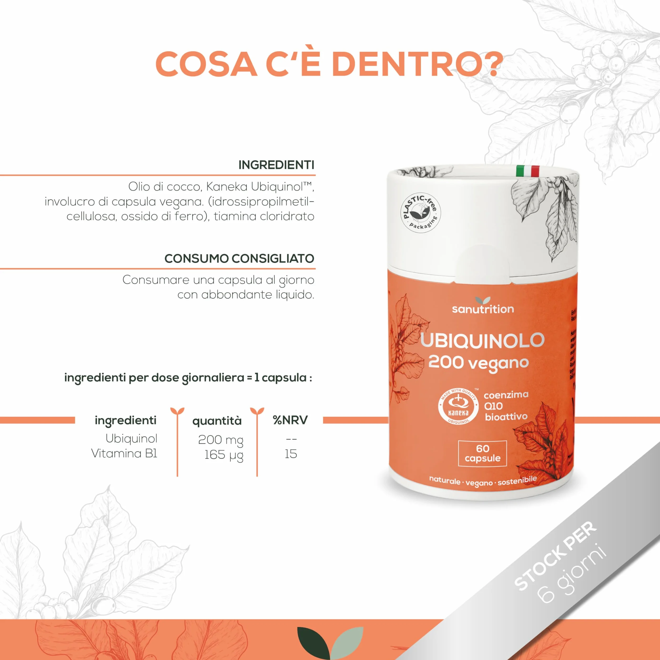 Ubiquinolo 200 mg | 60 capsule | Coenzima Q10 bioattivo | vegano | Imballaggio in carta ecologica al 100%