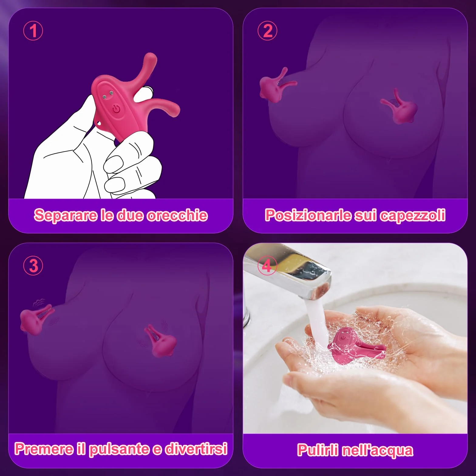 Giocattoli per Capezzoli Vibranti Sex Toys- Rabbit Giocattoli per Donna Morsetti per Seno Vibranti con 9 Modalità di Vibrazione, Vibratore Magnetico per Capezzoli per BDSM er Coppie di Donne