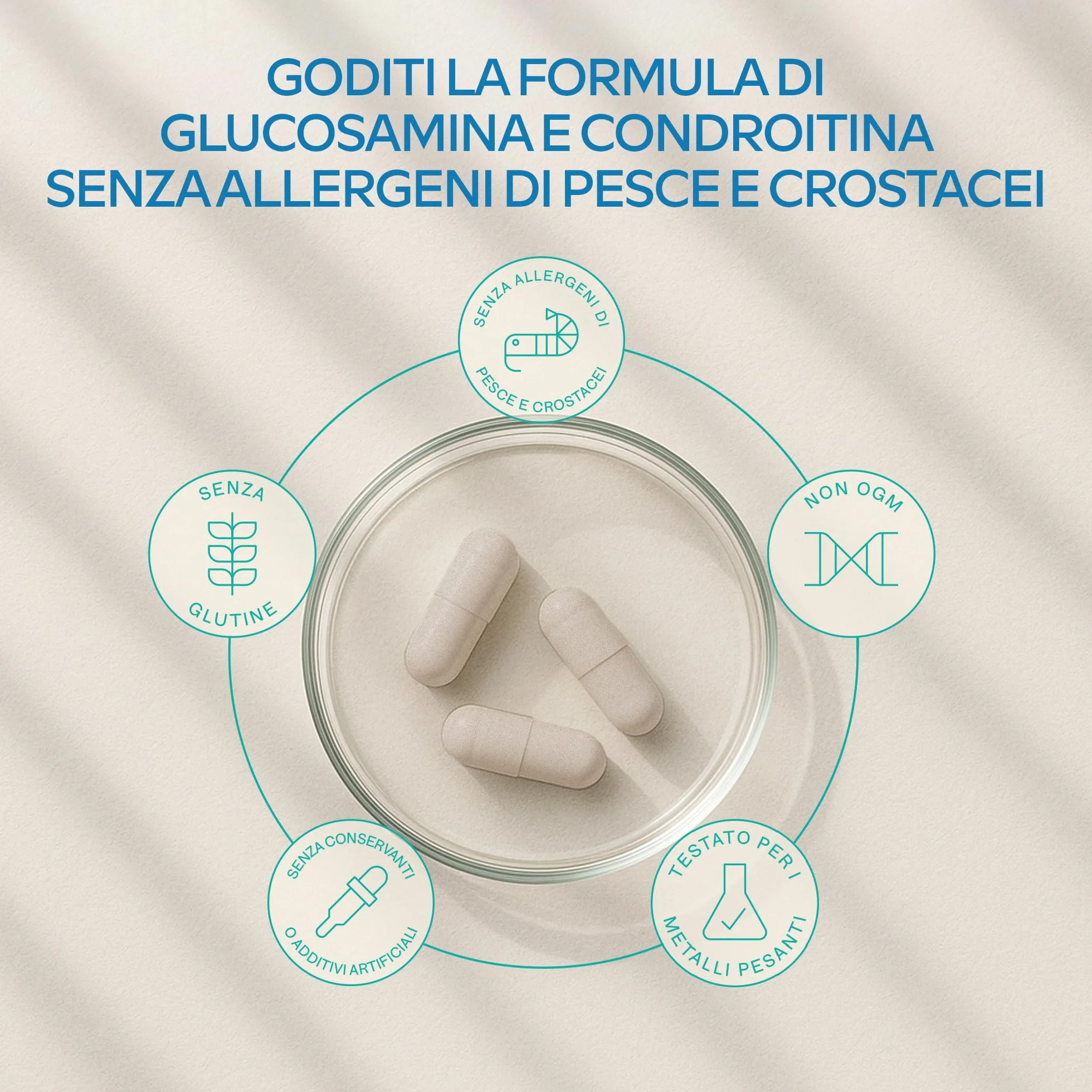 Glucosamina Condroitina MSM Integratore Alto Dosaggio con Boswellia Serrata e Vitamina C Naturale da Acerola - Senza Pesce e Crostacei - Integratore Difese Immunitarie, Ossa, Cartilagini - 180 Capsule