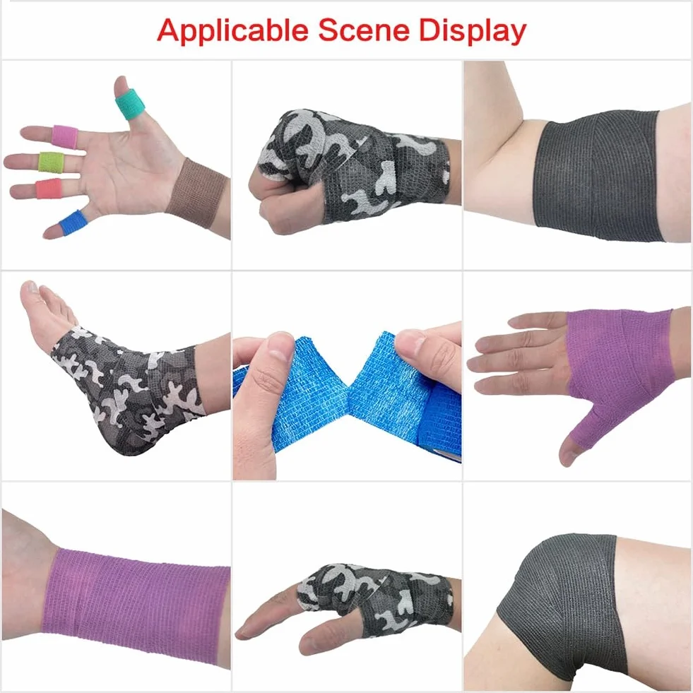 Nastro Avvolgente per Elastiche Autoadesive Sportive Blu per Cuscinetti di Supporto per Ginocchia, Caviglie,