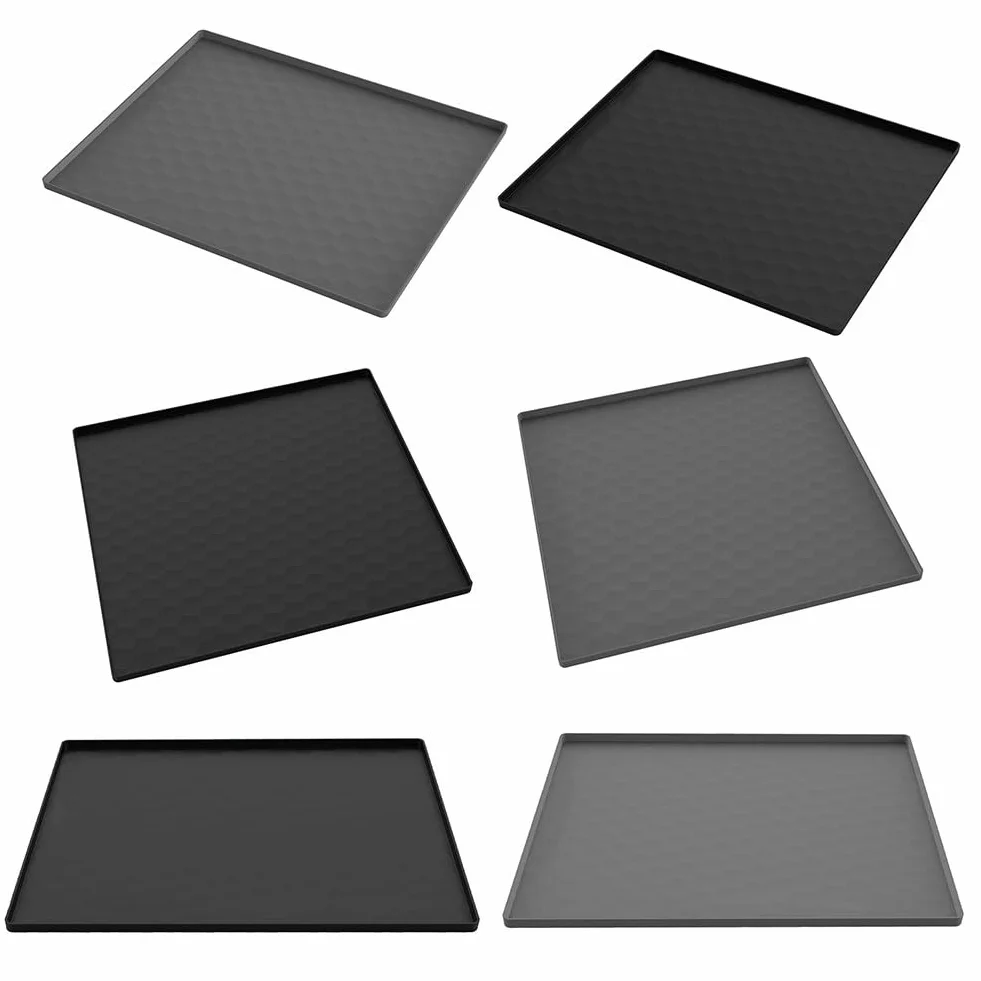 Tappetino protettivo in silicone 60x50 cm nero con bordo rialzato