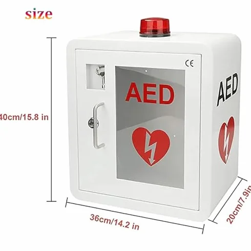 Defibrillatore DAE, scatola portaoggetti da parete con luce e allarme per ambienti pubblici e uffici