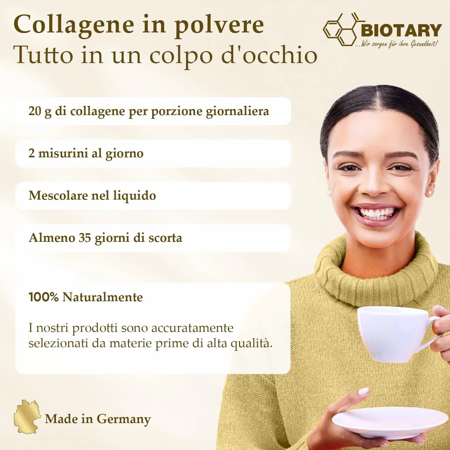 Collagene in polvere 700g Idrolizzato puro Peptidi 1-2-3 Senza additivi Sapore neutro