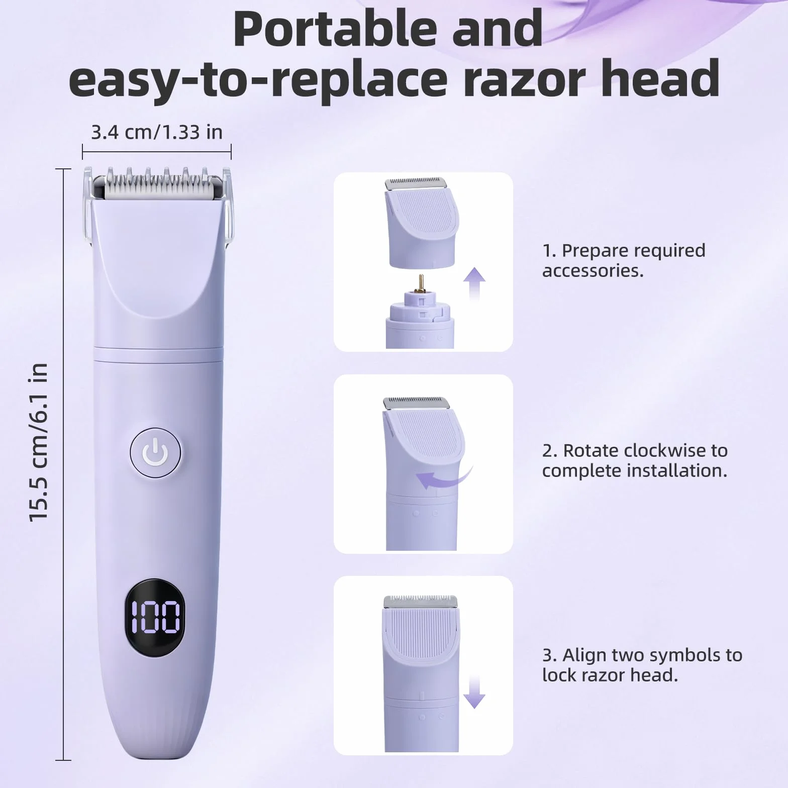 Rasoio Elettrico Donna 3 in 1 Impermeabile IPX6 Depilatore Display LCD