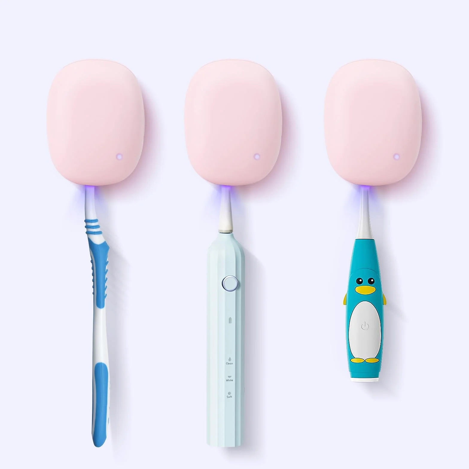 Custodia per spazzolino disinfettante UV, mini portaspazzolino portatile, sterilizzante, rosa, adatta a tutti gli spazzolini elettrici e manuali