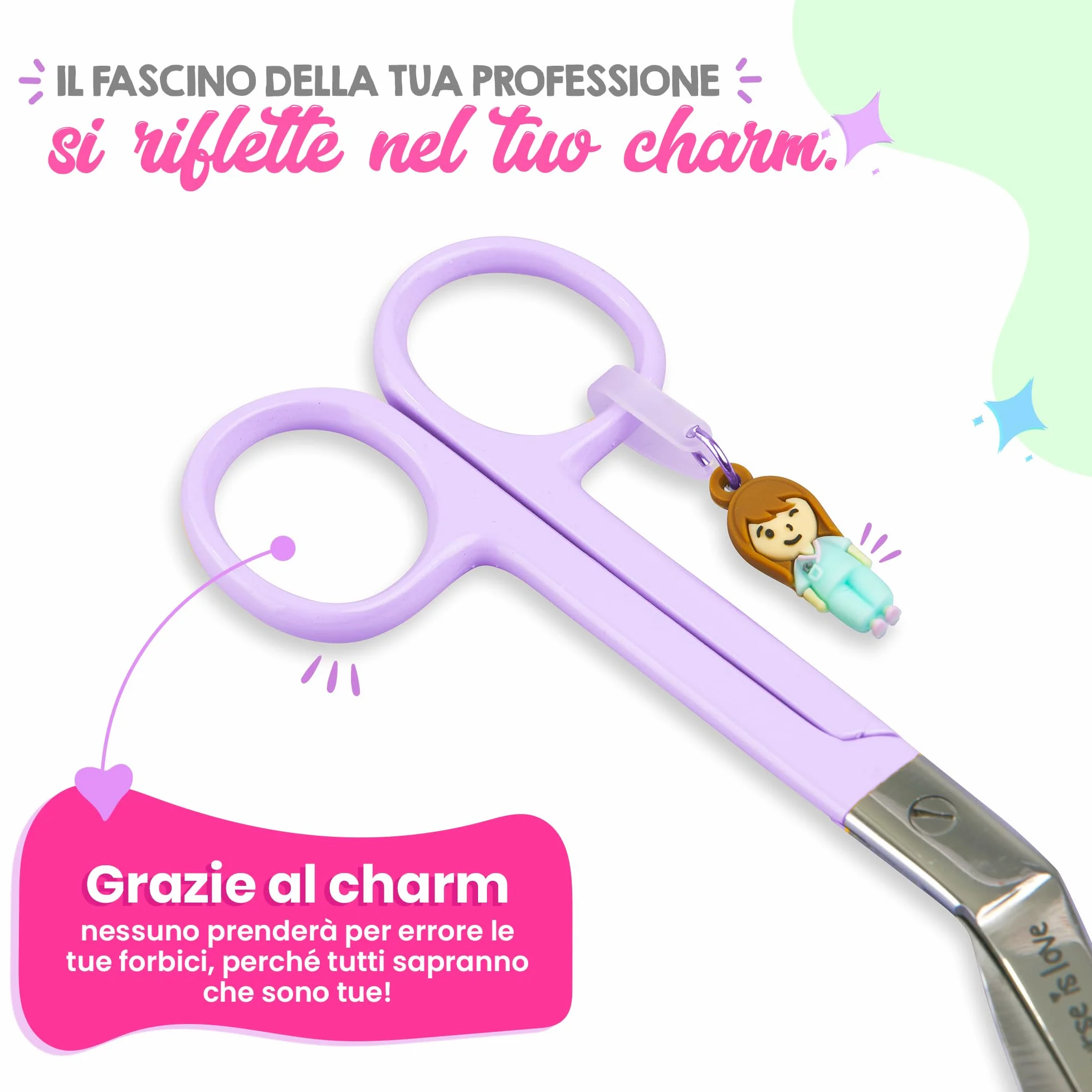 Forbici da infermiere smussate Lila - forbici mediche angolate per bendaggi