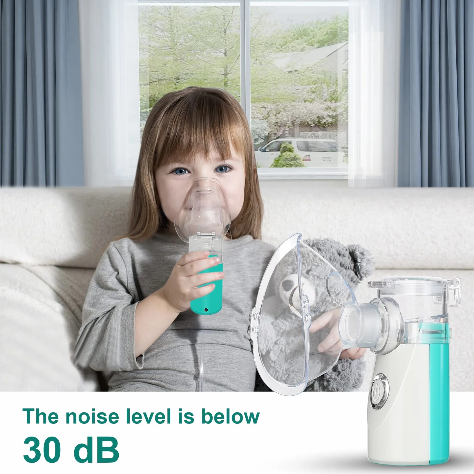 Aerosol Portatile per Bambini e Adulti Silenzioso Inalatore con Maschere e Ugello, Basso Rumore (Verde)