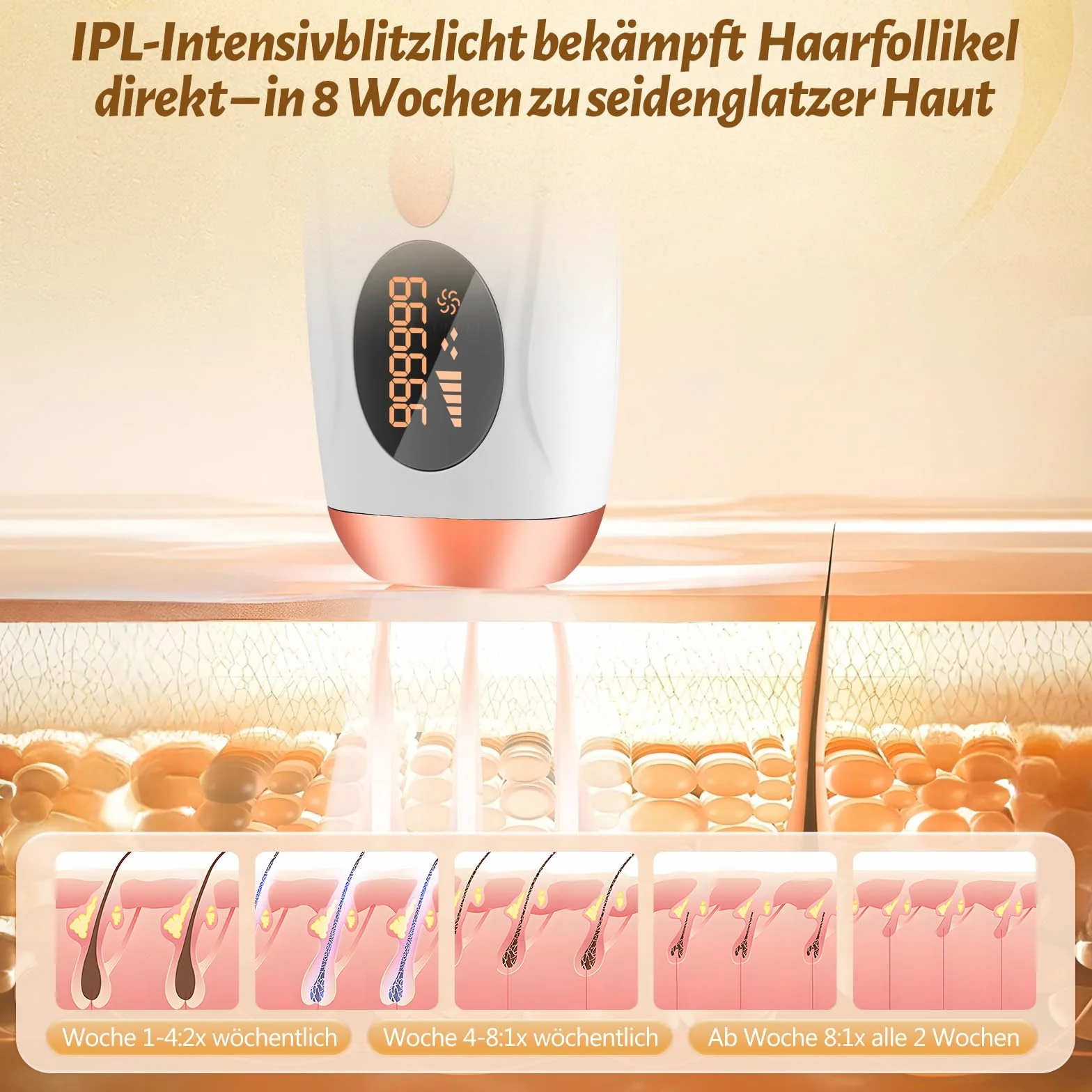 IPL Depilazione - Depilazione indolore e permanente con luce pulsata intensa (IPL) per viso e corpo, ideale per uso domestico, bianco