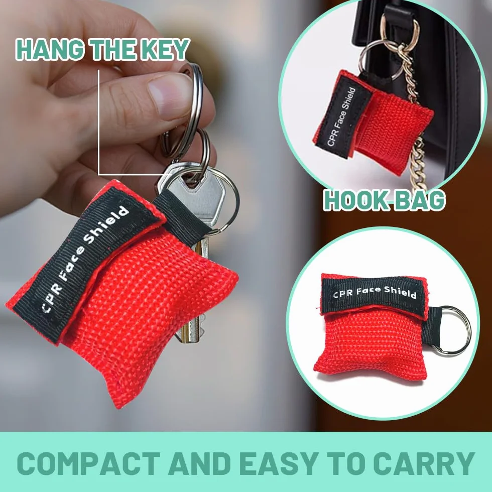 Pocket Mask 10 Pezzi Rosso 5Cm x 5.5Cm Mascherina Respirazione Primo Soccorso Bocca A Bocca