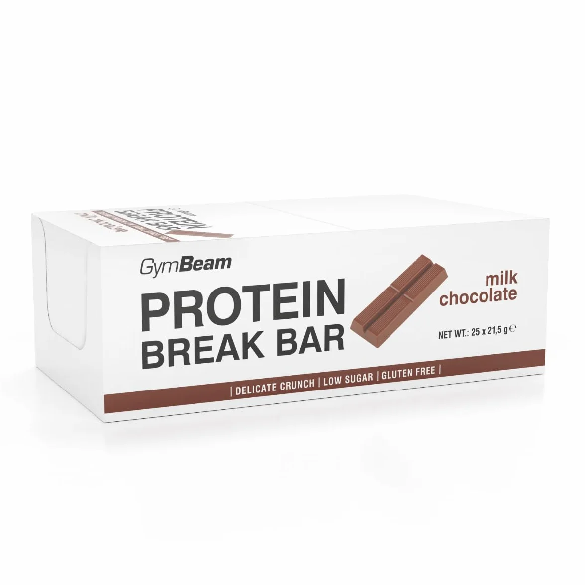GymBeam Barretta Proteica Break 25 x 21,5 g, Senza Zuccheri, Snack con Cialda Croccante e Crema al Cioccolato, Ricca di Proteine