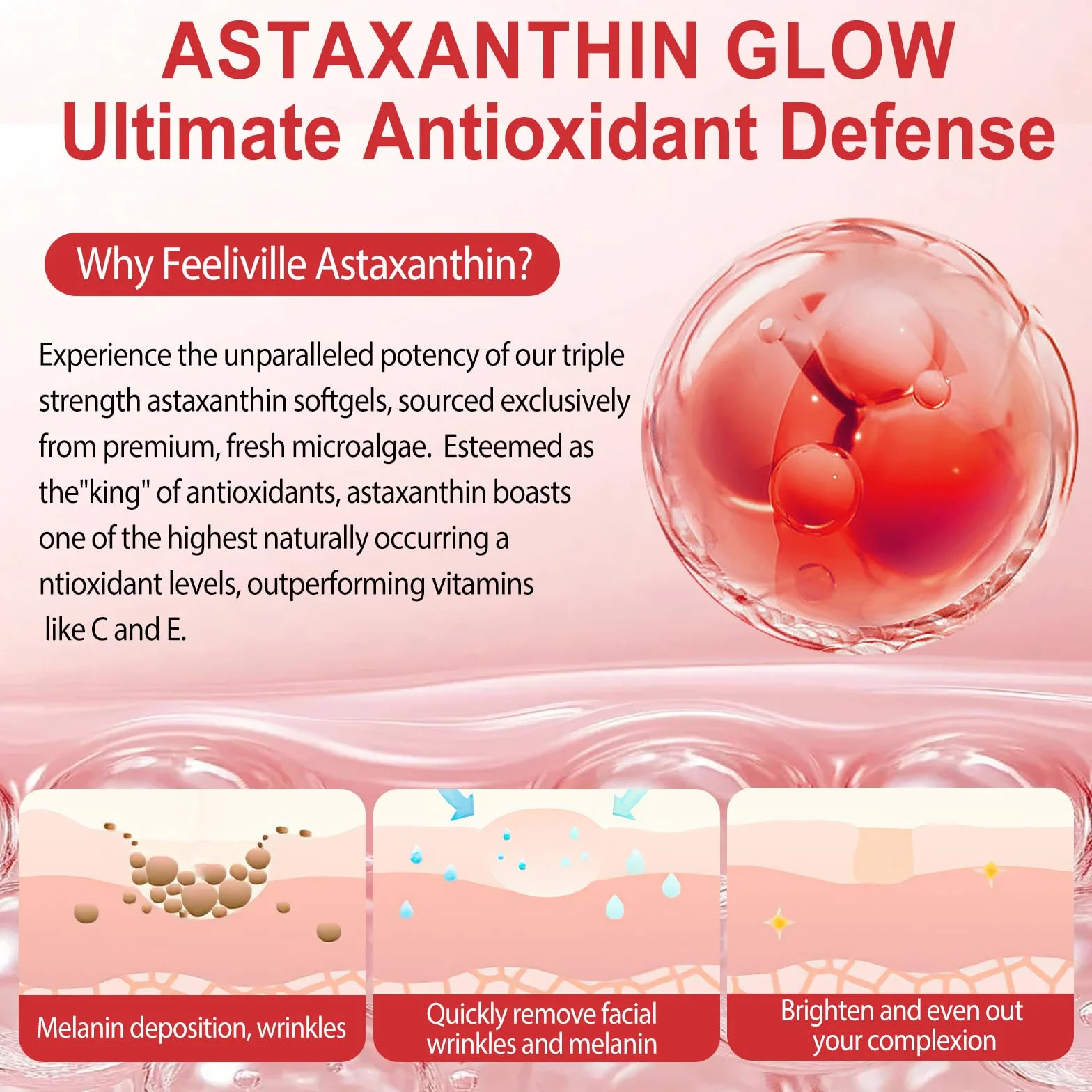Integratori di Astaxanthin, Premium supporta occhi, articolazioni, circolazione e pelle - Formula naturale anti-invecchiamento, non-GMO