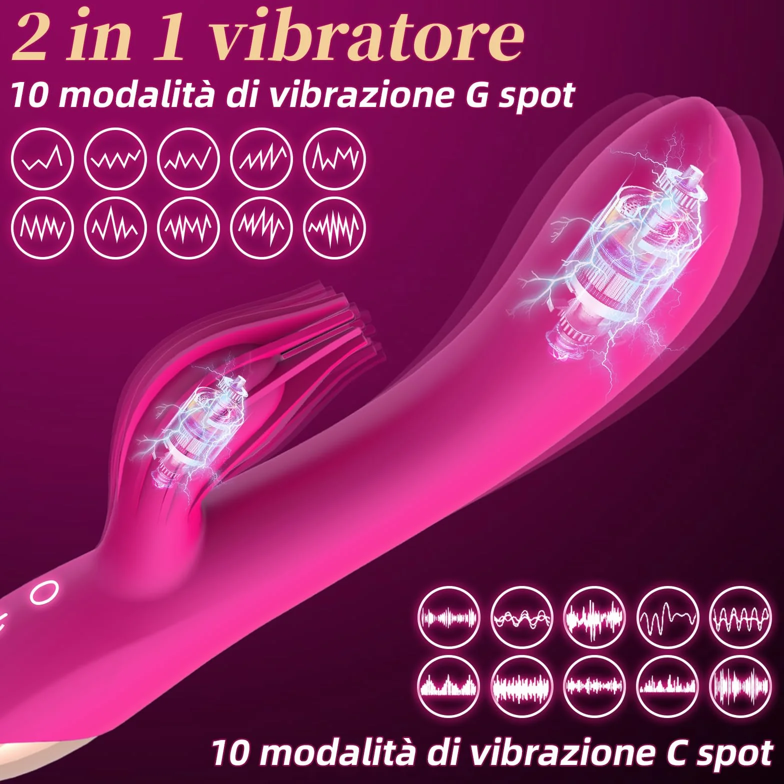 Vibratoreper Donna Professionale Clotoride Vibratore Rabbit 10 Modalità Dildo Realistico Sexytoysys Coppia Vibratoriper Donne Grandi Vibratori Clitoride Squirting Sex Toys Sessuali per Donna Pen(Rous)