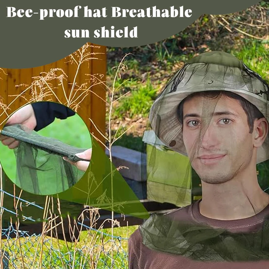 Cappello Antizanzare con Zanzariera Rete per la Testa Protezione Viso 2 Pezzi