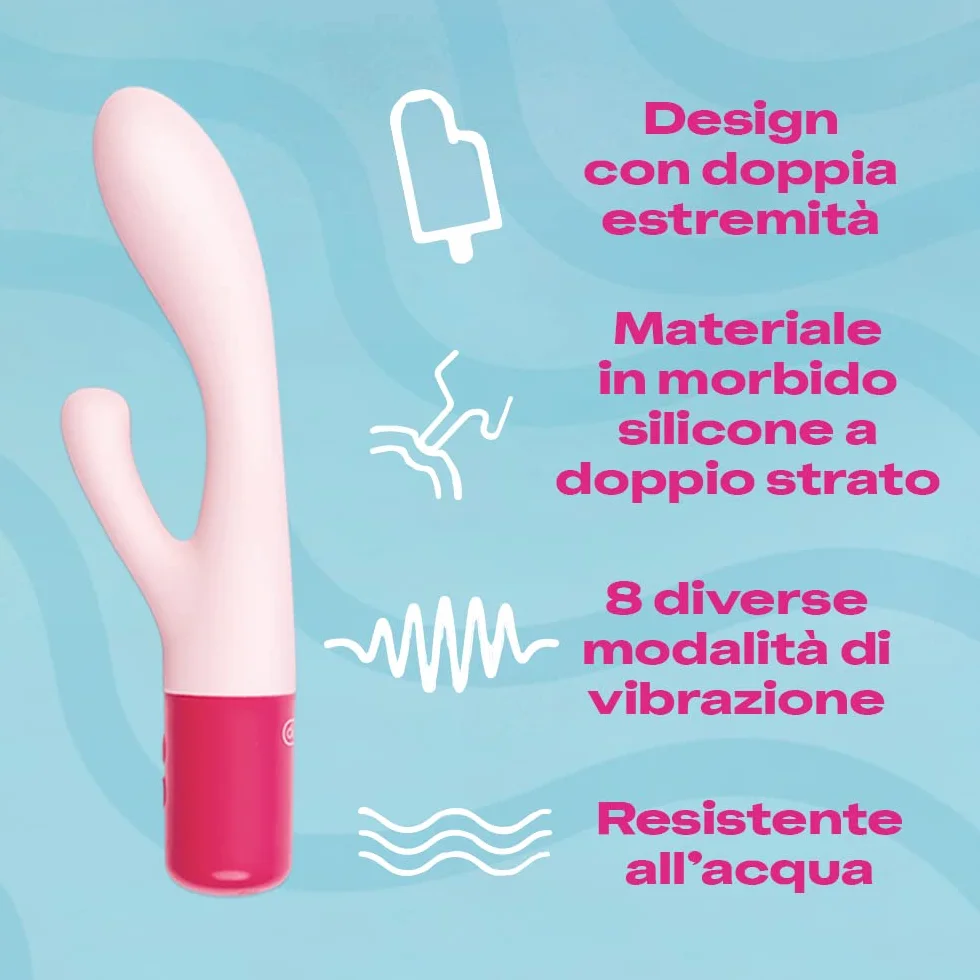 Durex Play Maxi Fun, Sex Toy, Massaggiatore Rabbit a Doppia Estremità, Vibratore per Stimolazione Combinata di Vagina e Clitoride, Waterproof